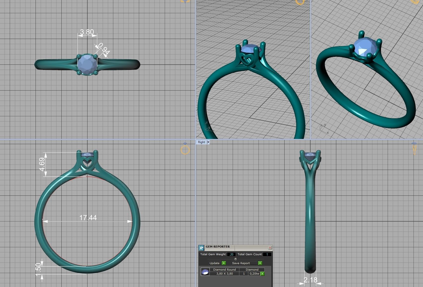 Aria Solitaire Promise Ring  with 20 pointer stone 3dmodel  3D print model_11