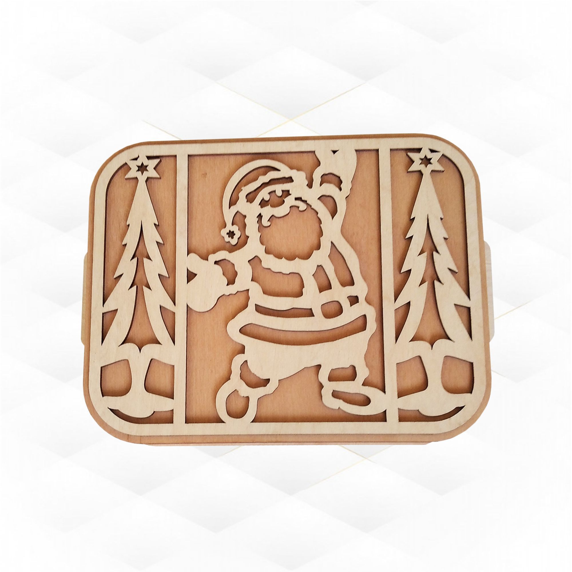 Gift box with Santa drawing laser cut svg dxf plan 3D print model_5