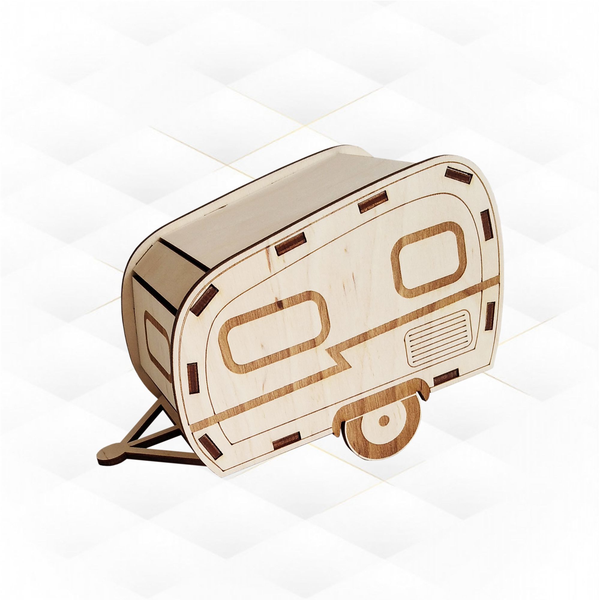 Christmas Glitter Houses laser cut design camper trailer 3D print model_2