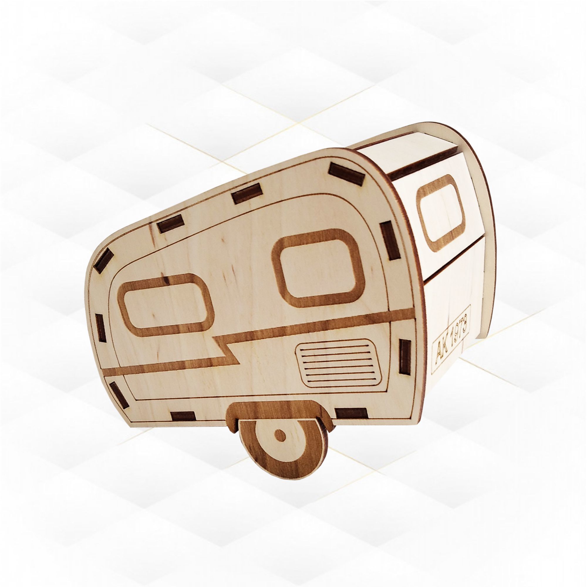 Christmas Glitter Houses laser cut design camper trailer 3D print model_9