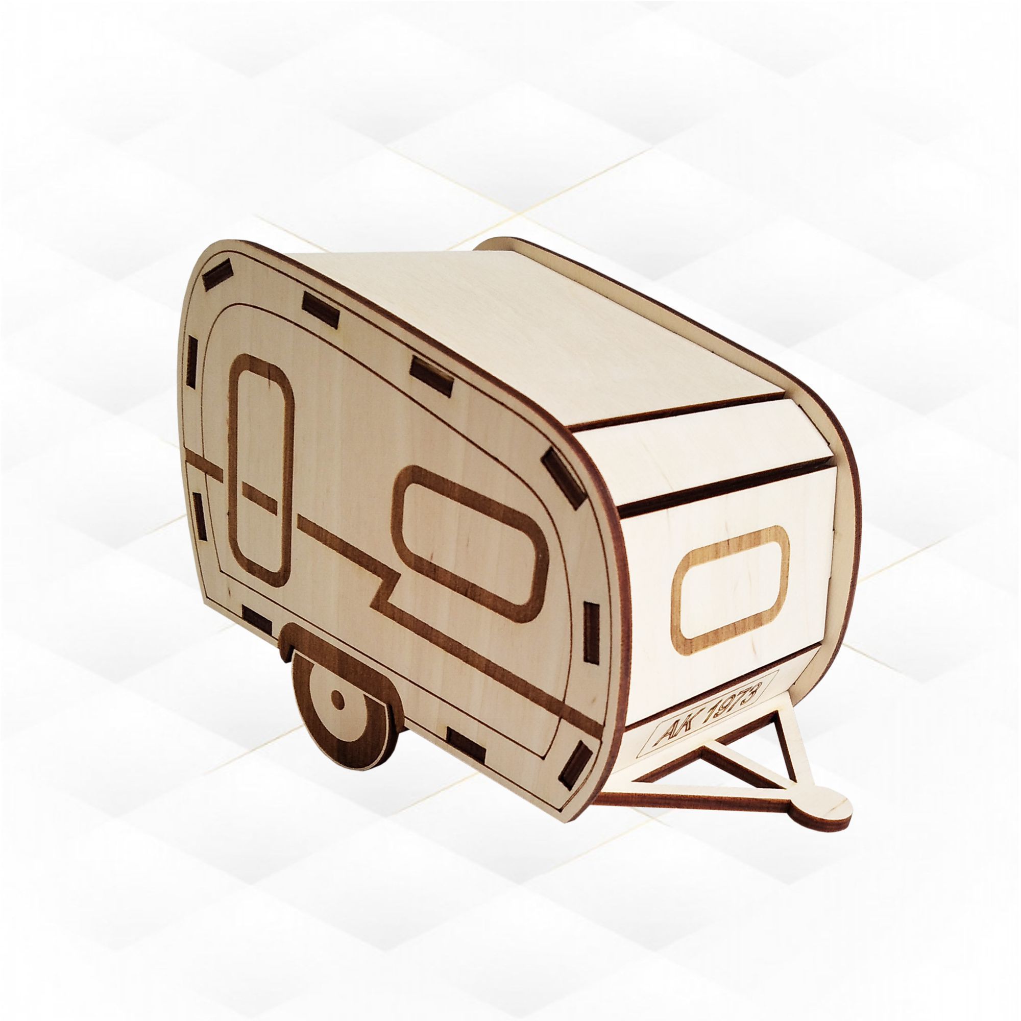 Christmas Glitter Houses laser cut design camper trailer 3D print model_1