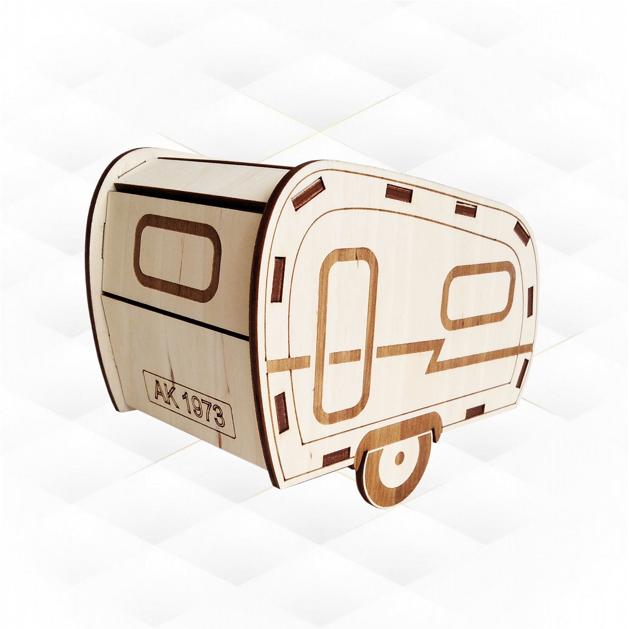 Christmas Glitter Houses laser cut design camper trailer 3D print model_8