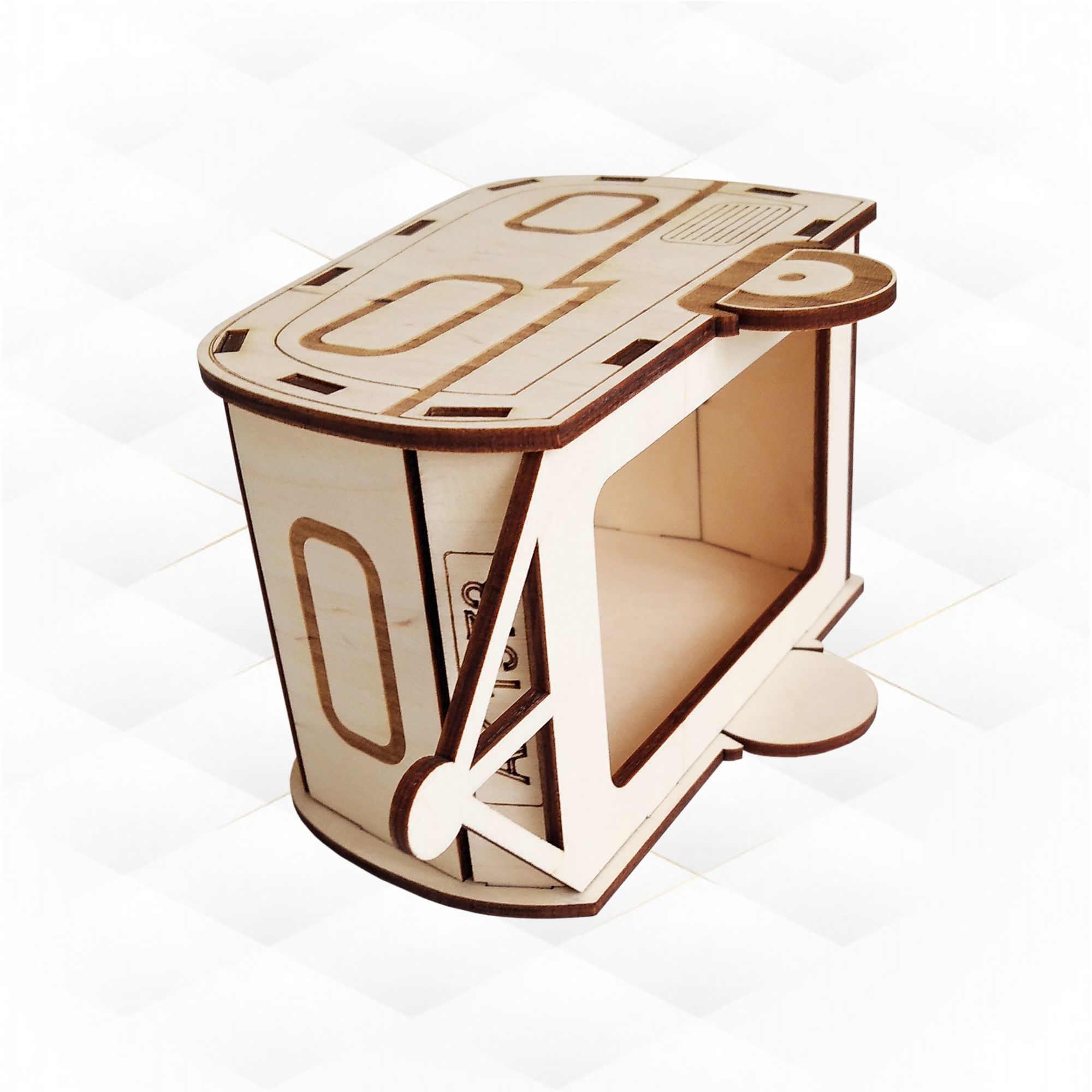 Christmas Glitter Houses laser cut design camper trailer 3D print model_3