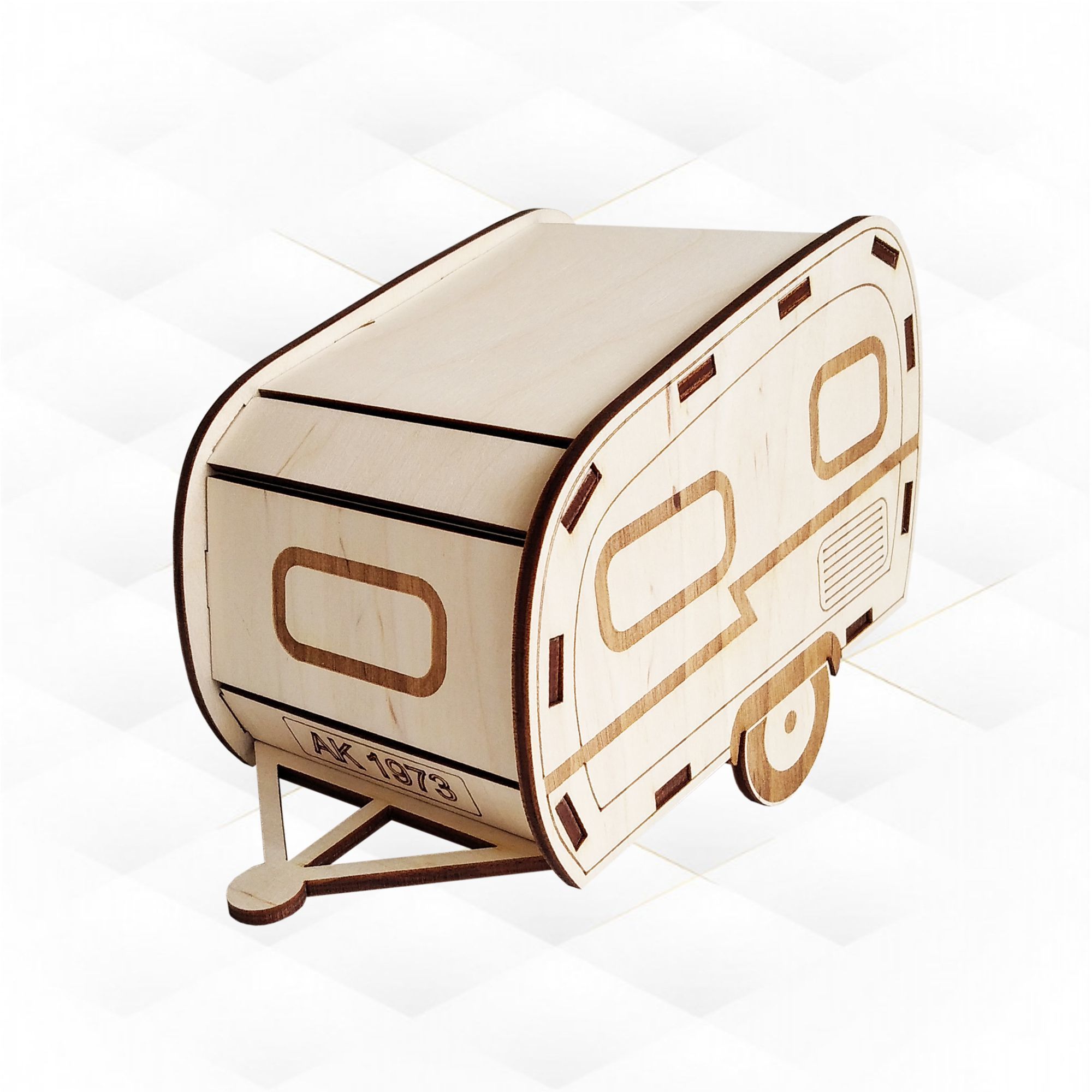 Christmas Glitter Houses laser cut design camper trailer 3D print model_4