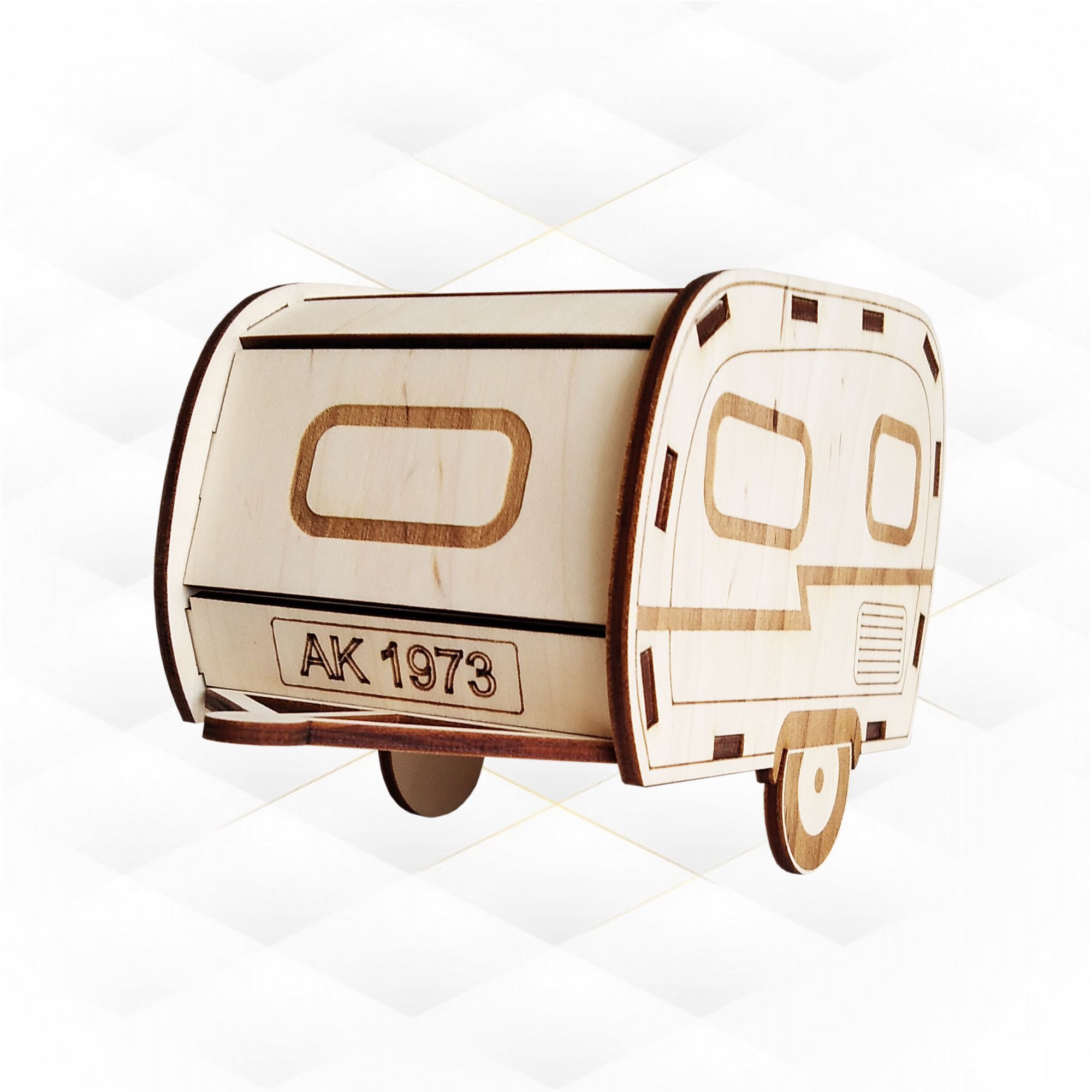 Christmas Glitter Houses laser cut design camper trailer 3D print model_5