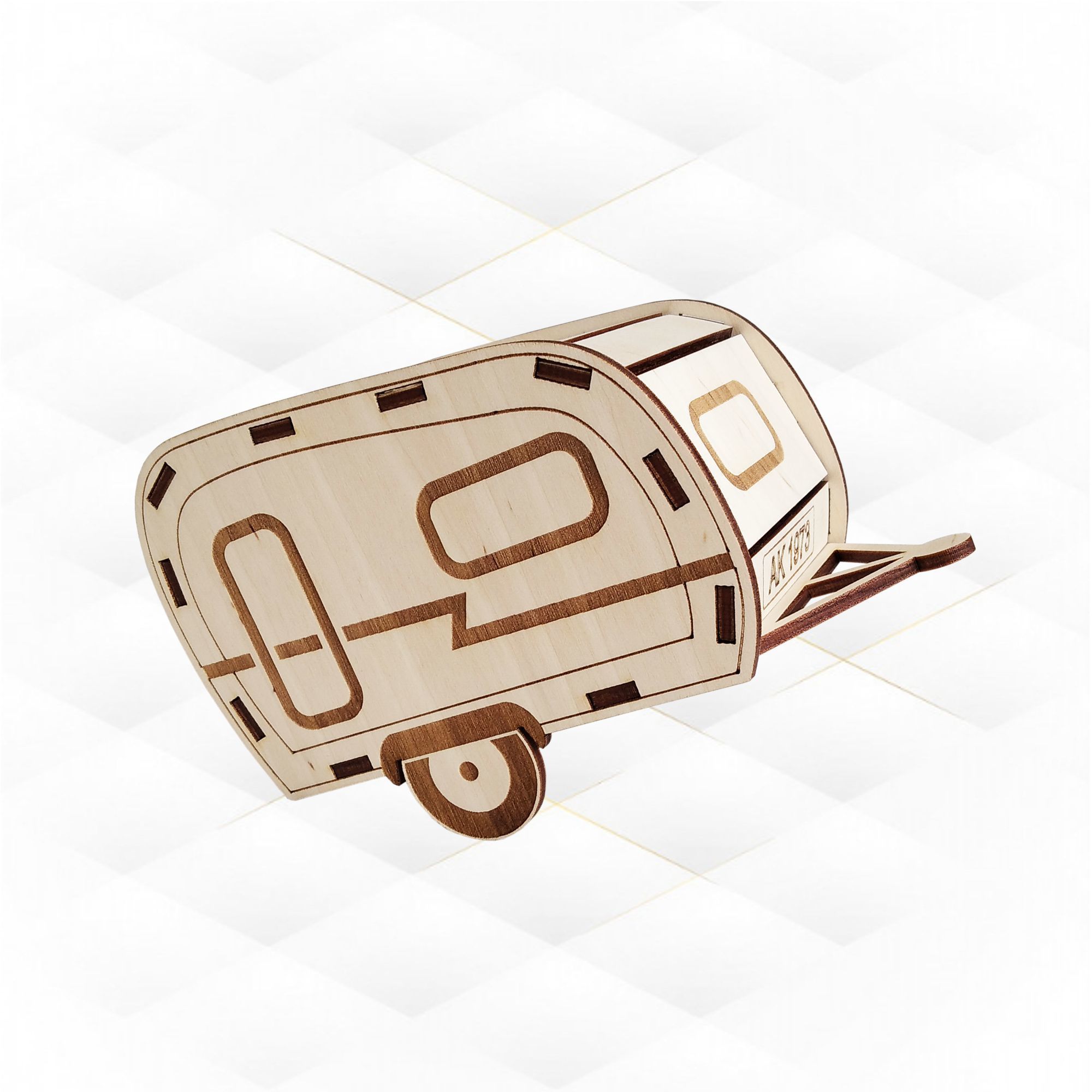 Christmas Glitter Houses laser cut design camper trailer 3D print model_6