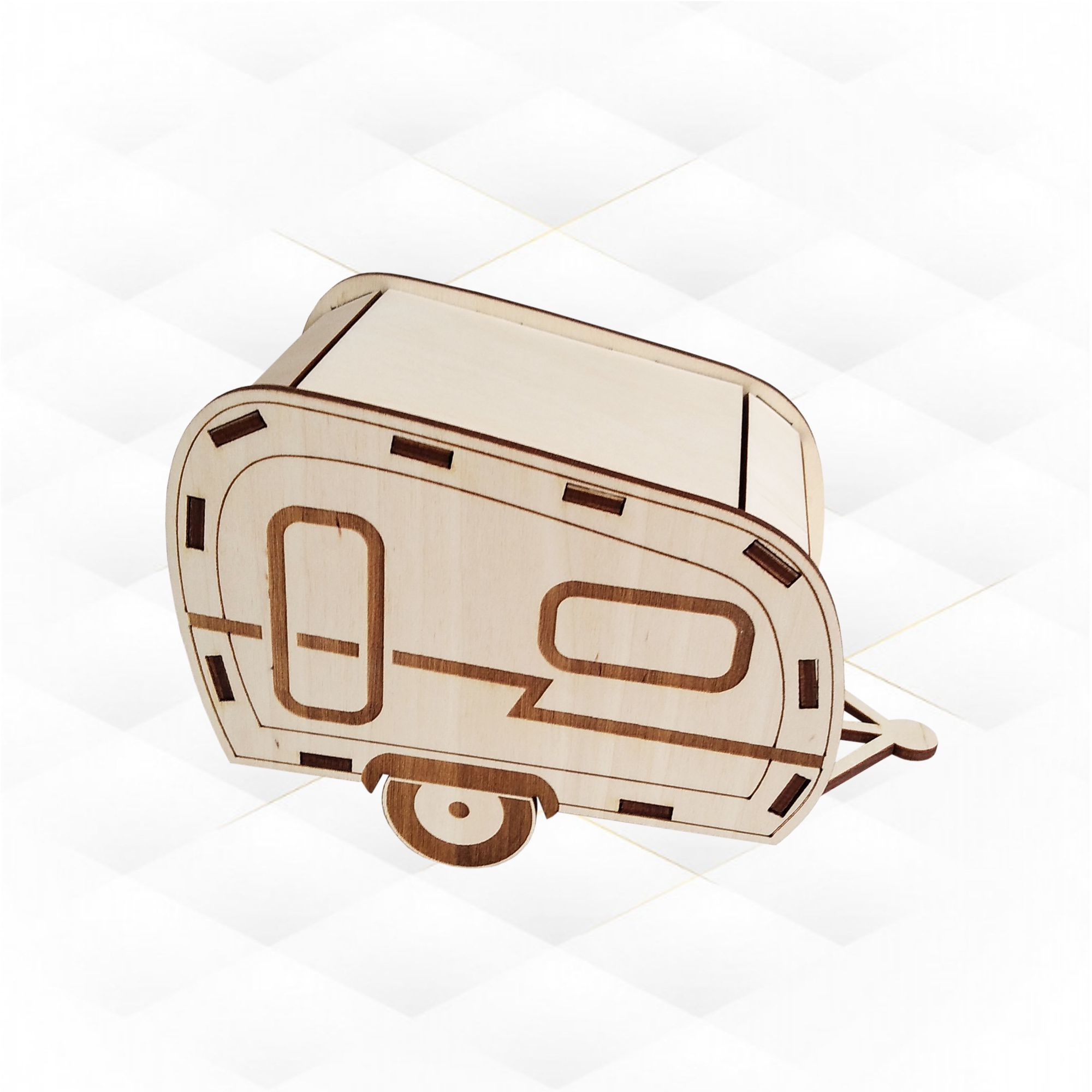 Christmas Glitter Houses laser cut design camper trailer 3D print model_7