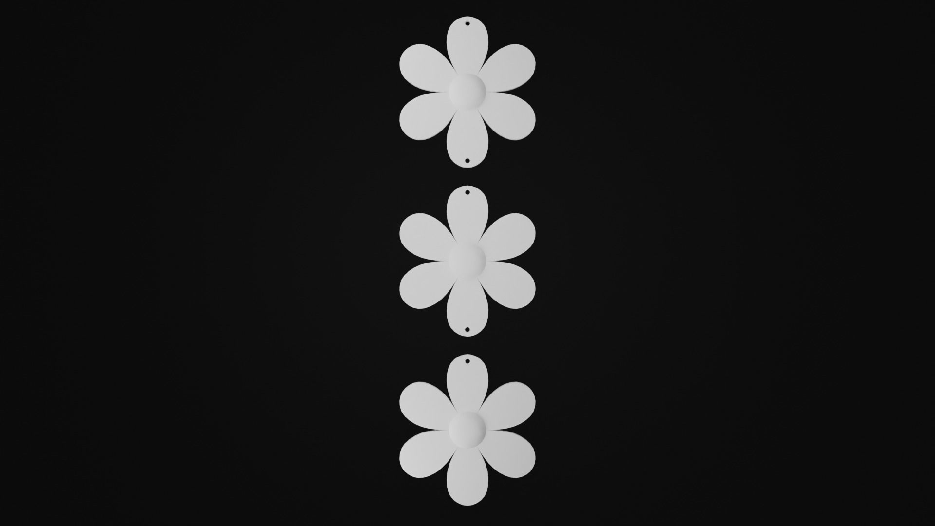 Triple flowers earring 3D print model_1