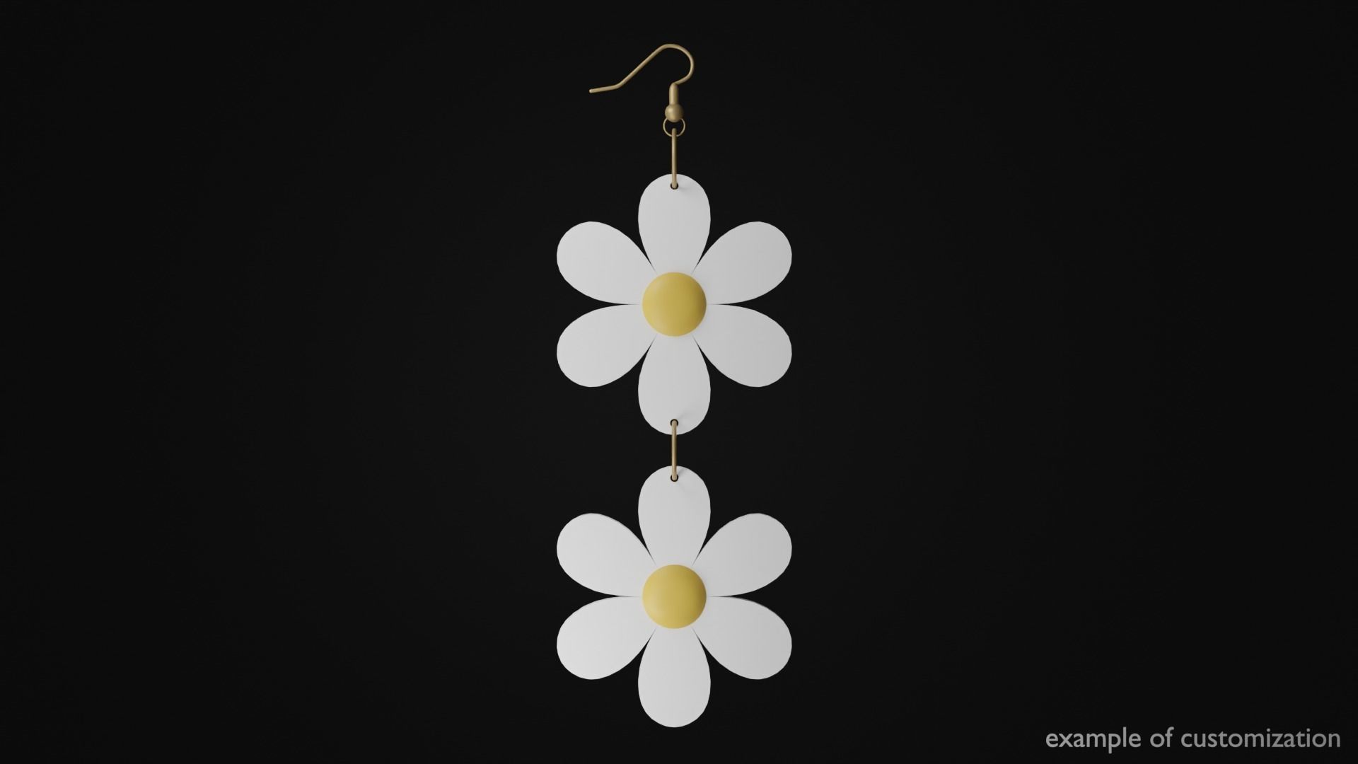 Triple flowers earring 3D print model_13
