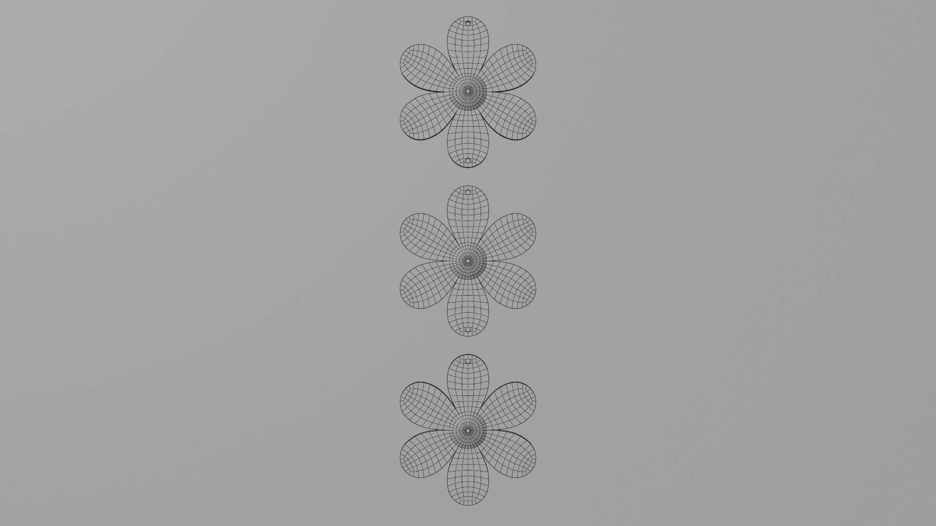 Triple flowers earring 3D print model_3
