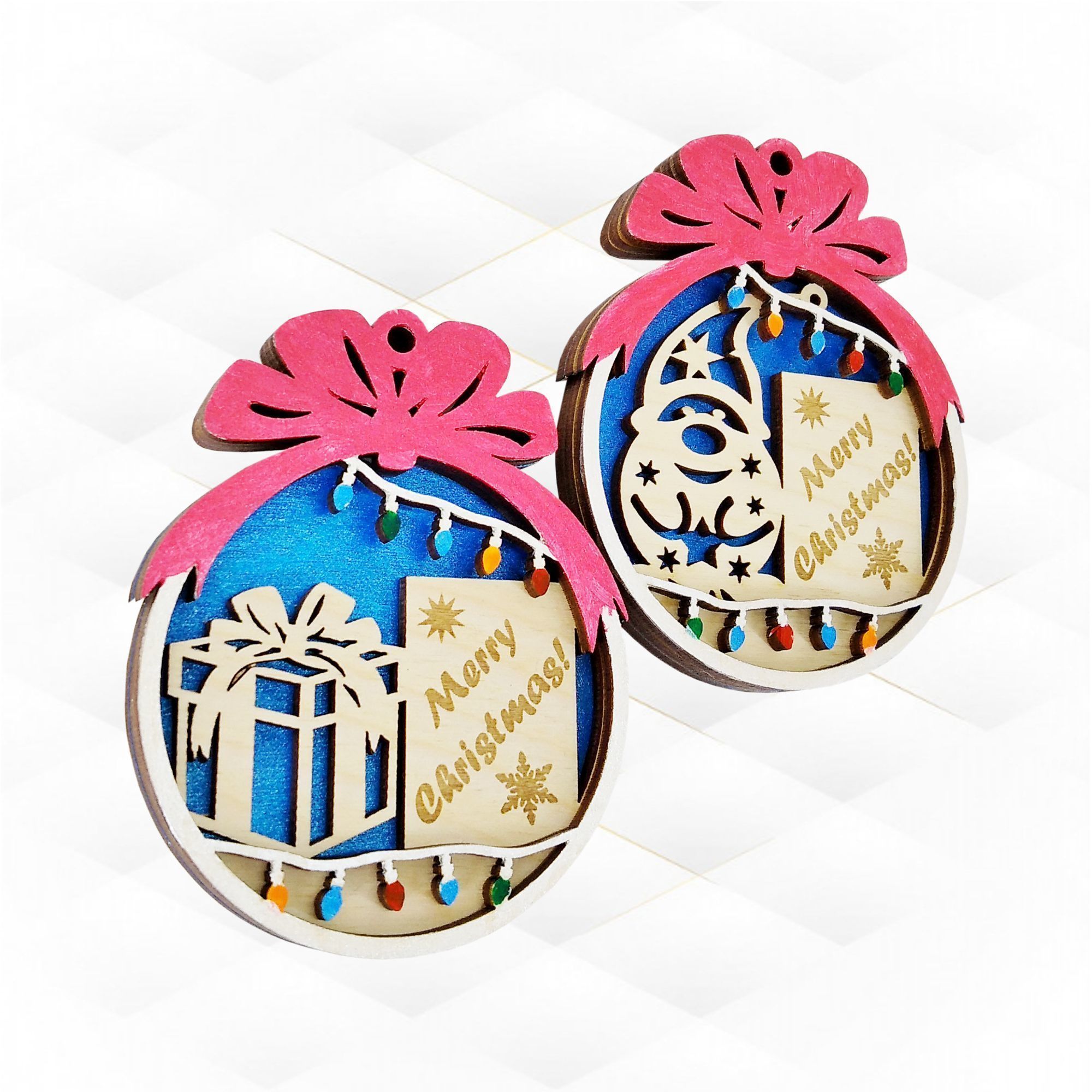 Christmas tree ball 2 designs laser cut template 3D print model_5