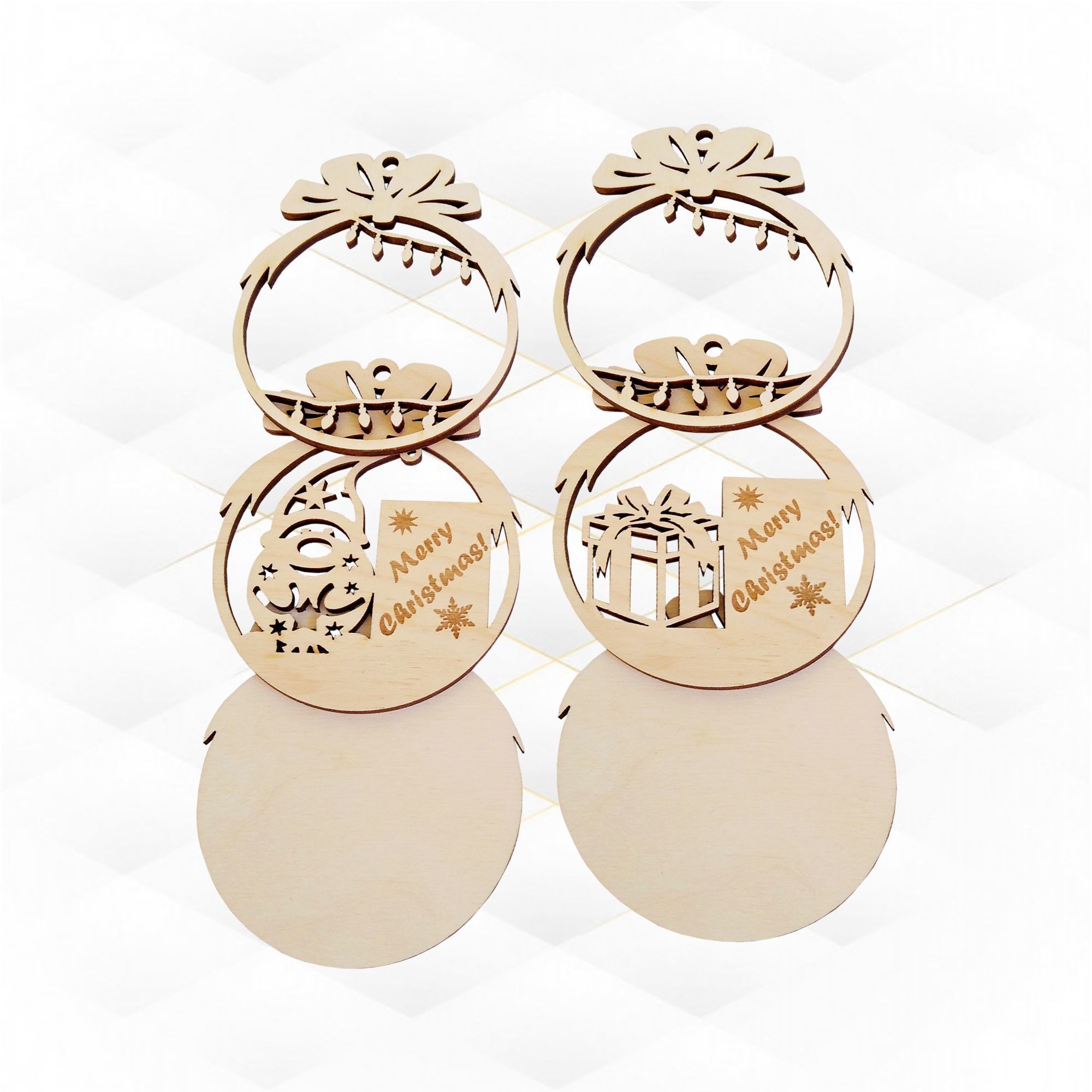 Christmas tree ball 2 designs laser cut template 3D print model_3