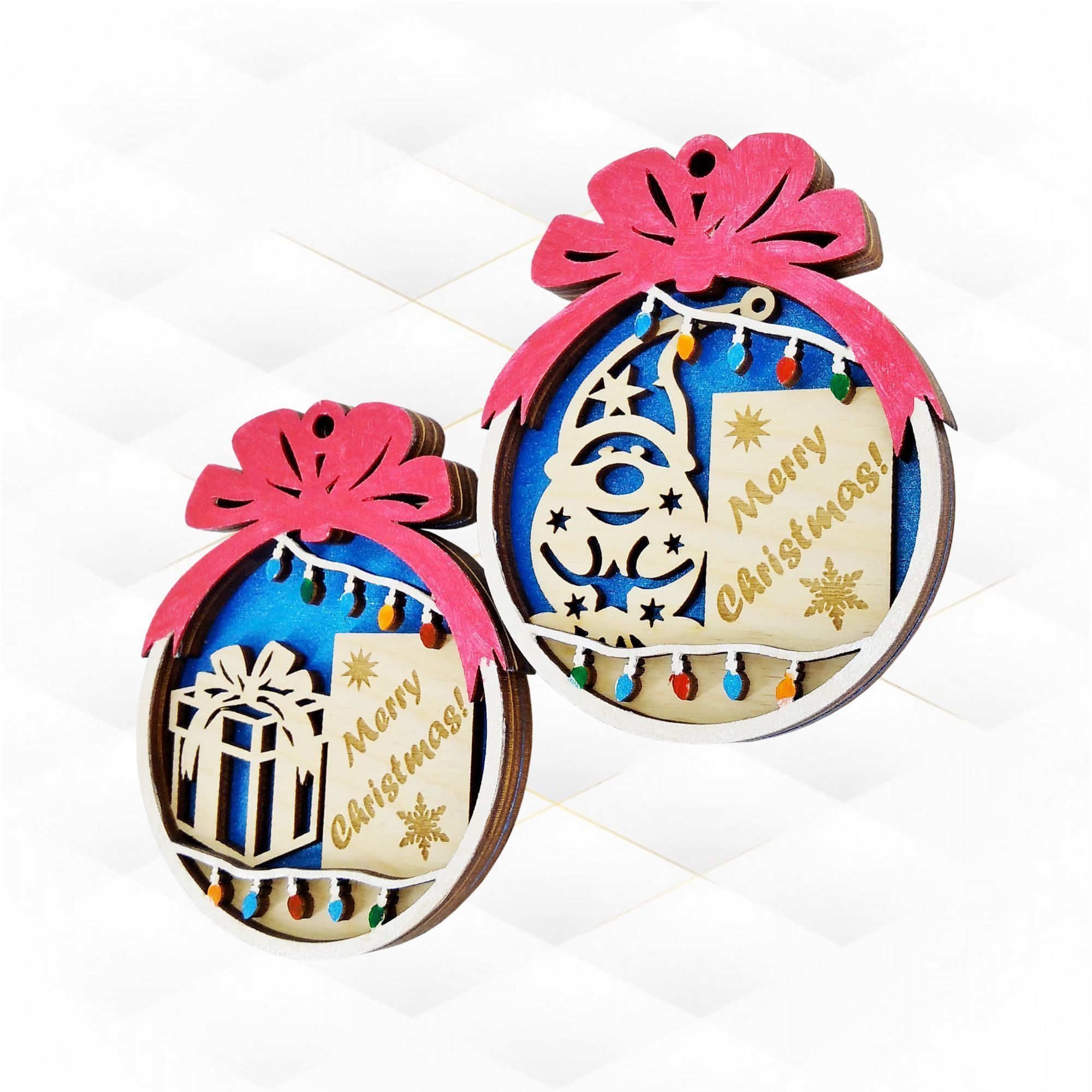 Christmas tree ball 2 designs laser cut template 3D print model_2