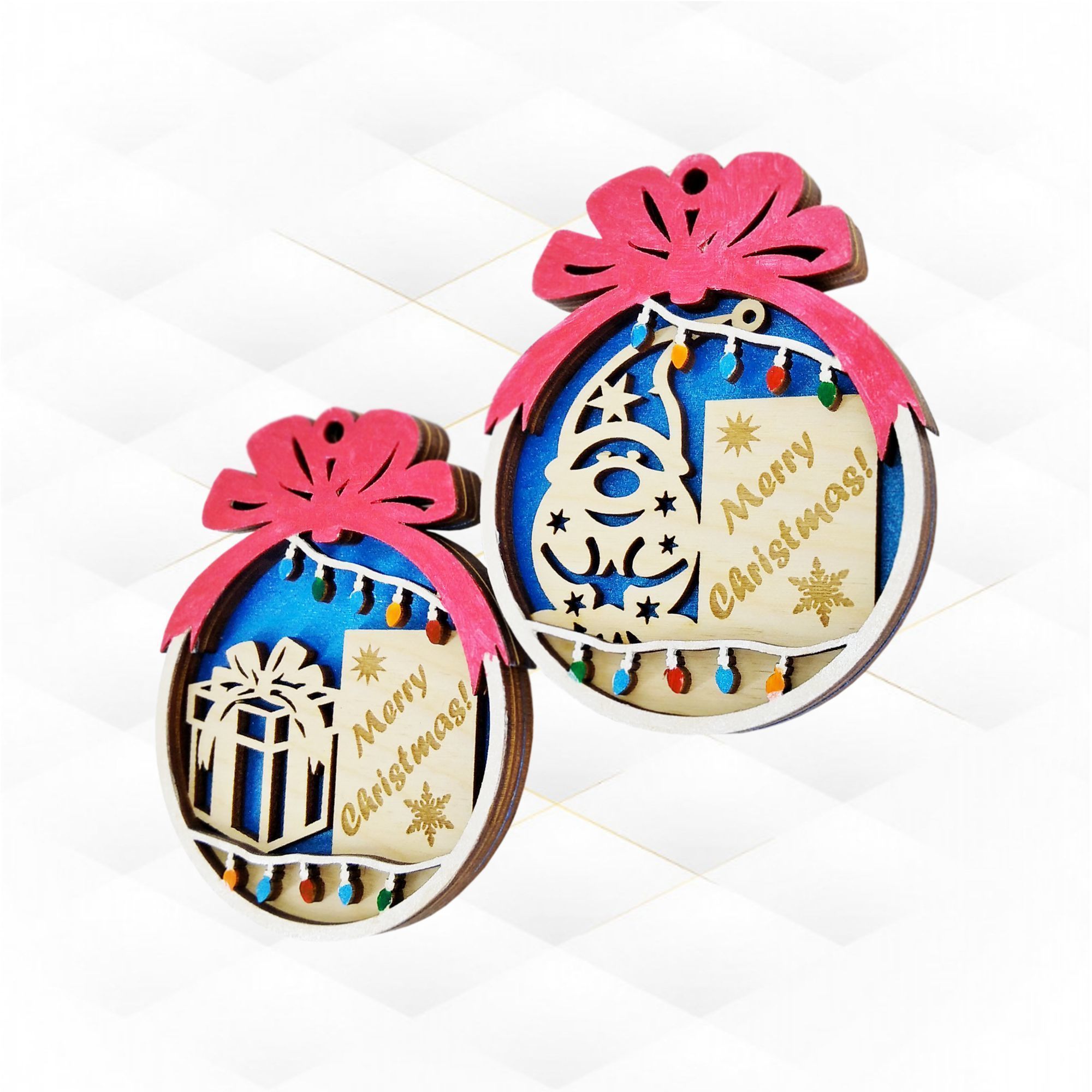 Christmas tree ball 2 designs laser cut template 3D print model_7