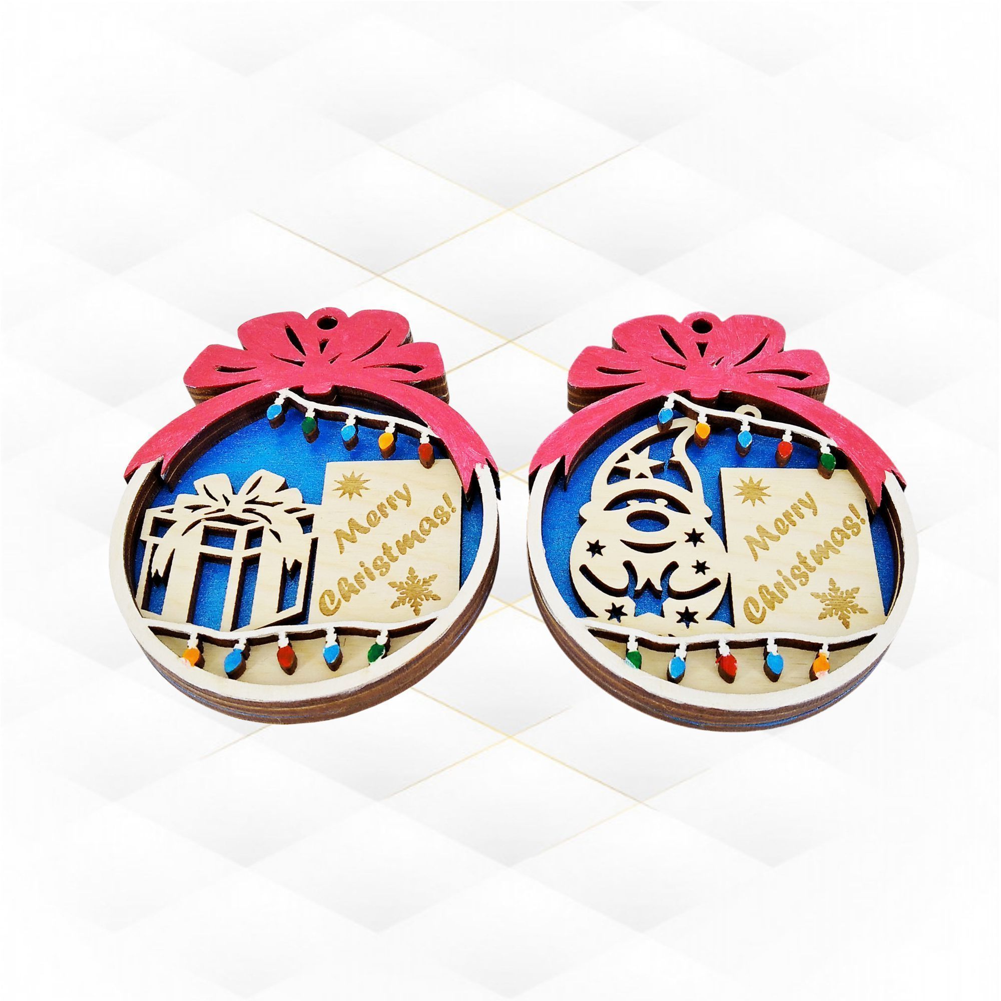 Christmas tree ball 2 designs laser cut template 3D print model_1