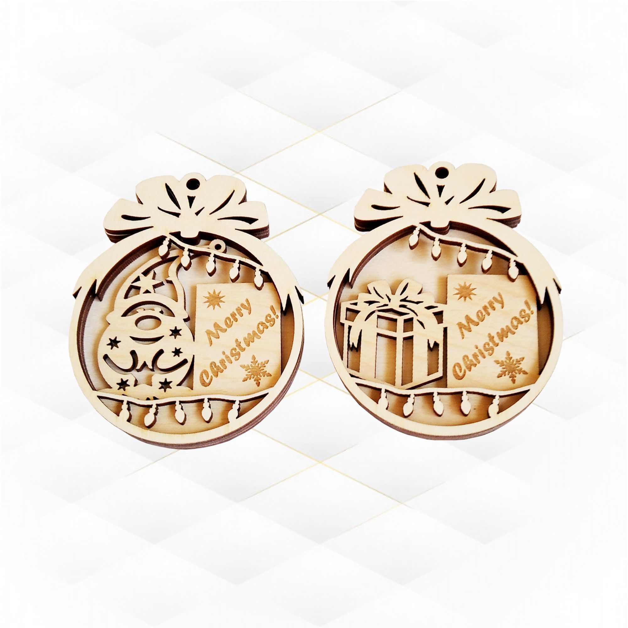 Christmas tree ball 2 designs laser cut template 3D print model_4