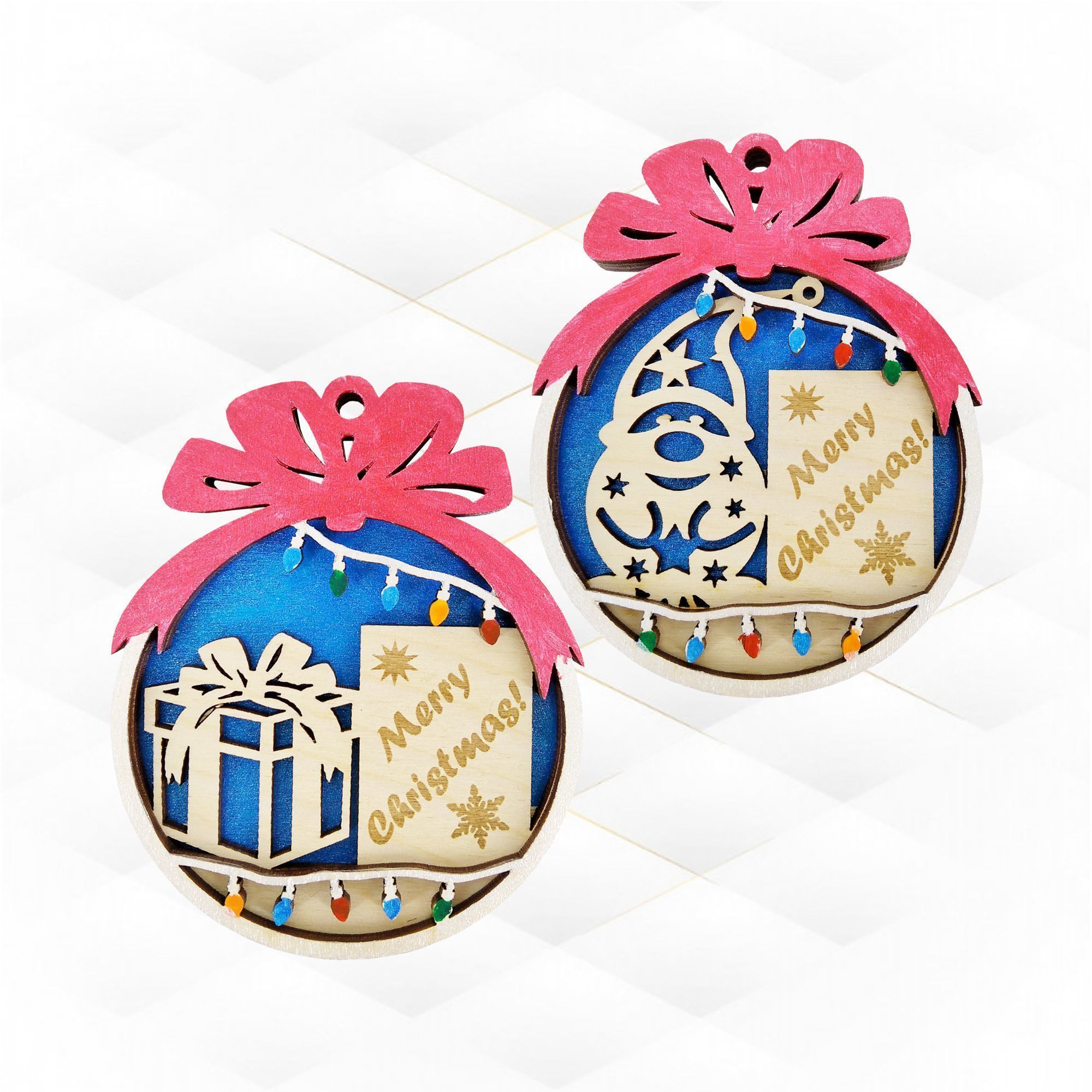 Christmas tree ball 2 designs laser cut template 3D print model_6