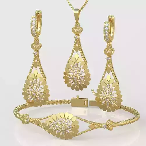Ring Bracelet Earring and Pendant Set 3D printable model 0027