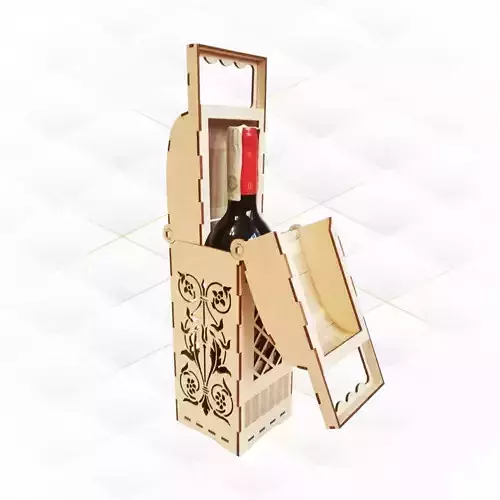 Wine box holder with 2 pattern design for laser cut