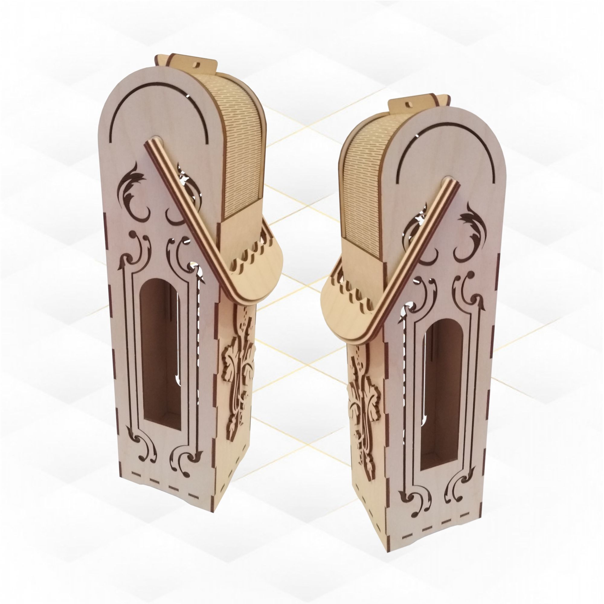 Wine box vertical cut file for laser machines 3D print model_4