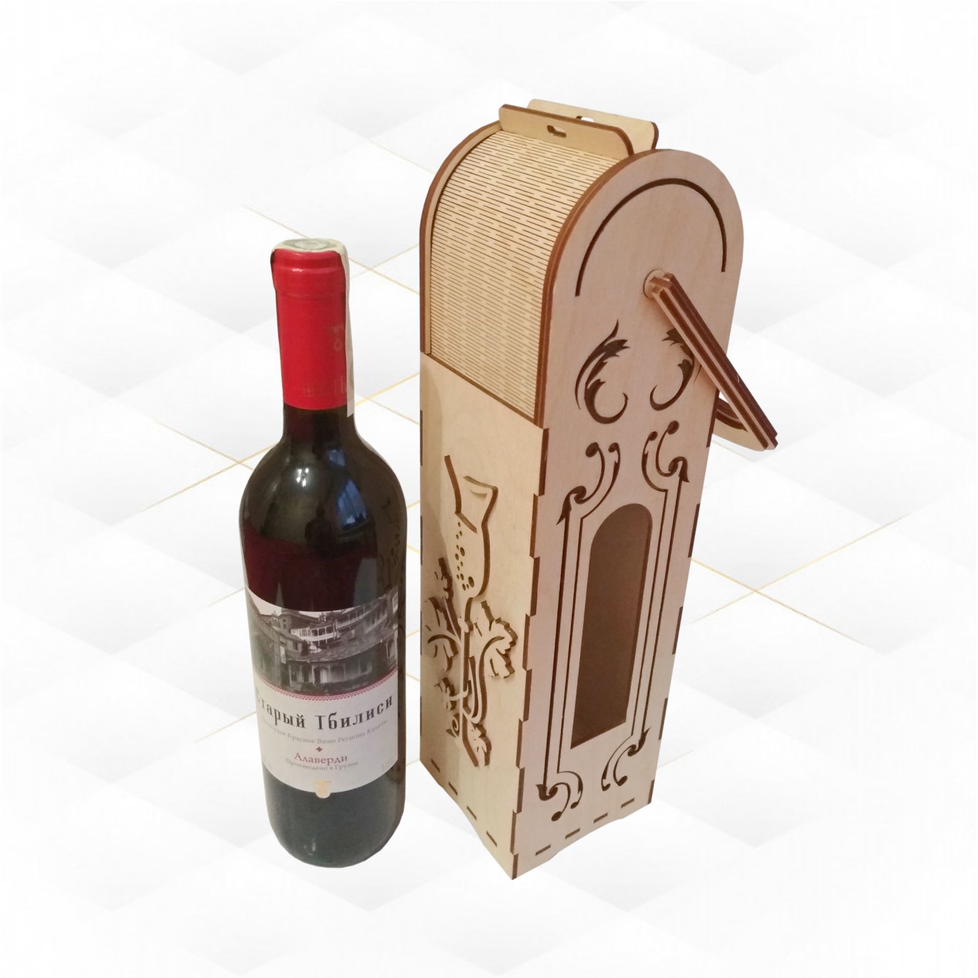 Wine box vertical cut file for laser machines 3D print model_1
