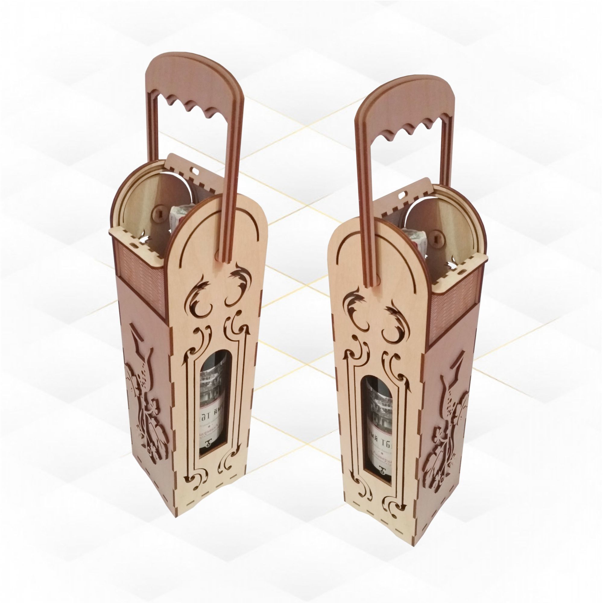 Wine box vertical cut file for laser machines 3D print model_3