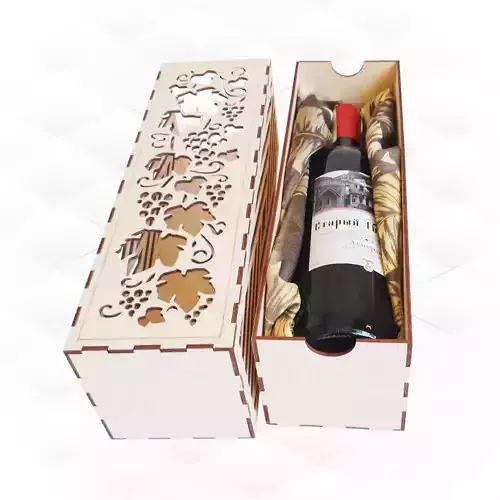 Gift wine sliding box holder svg design laser cutting 3D print model