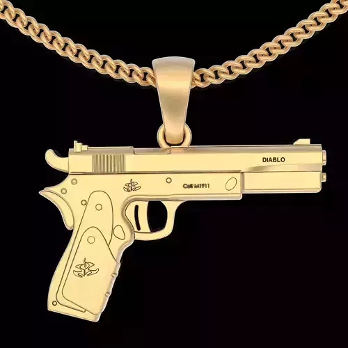 Gun Colt Hitman pendant silver gold jewelry 3D printable model