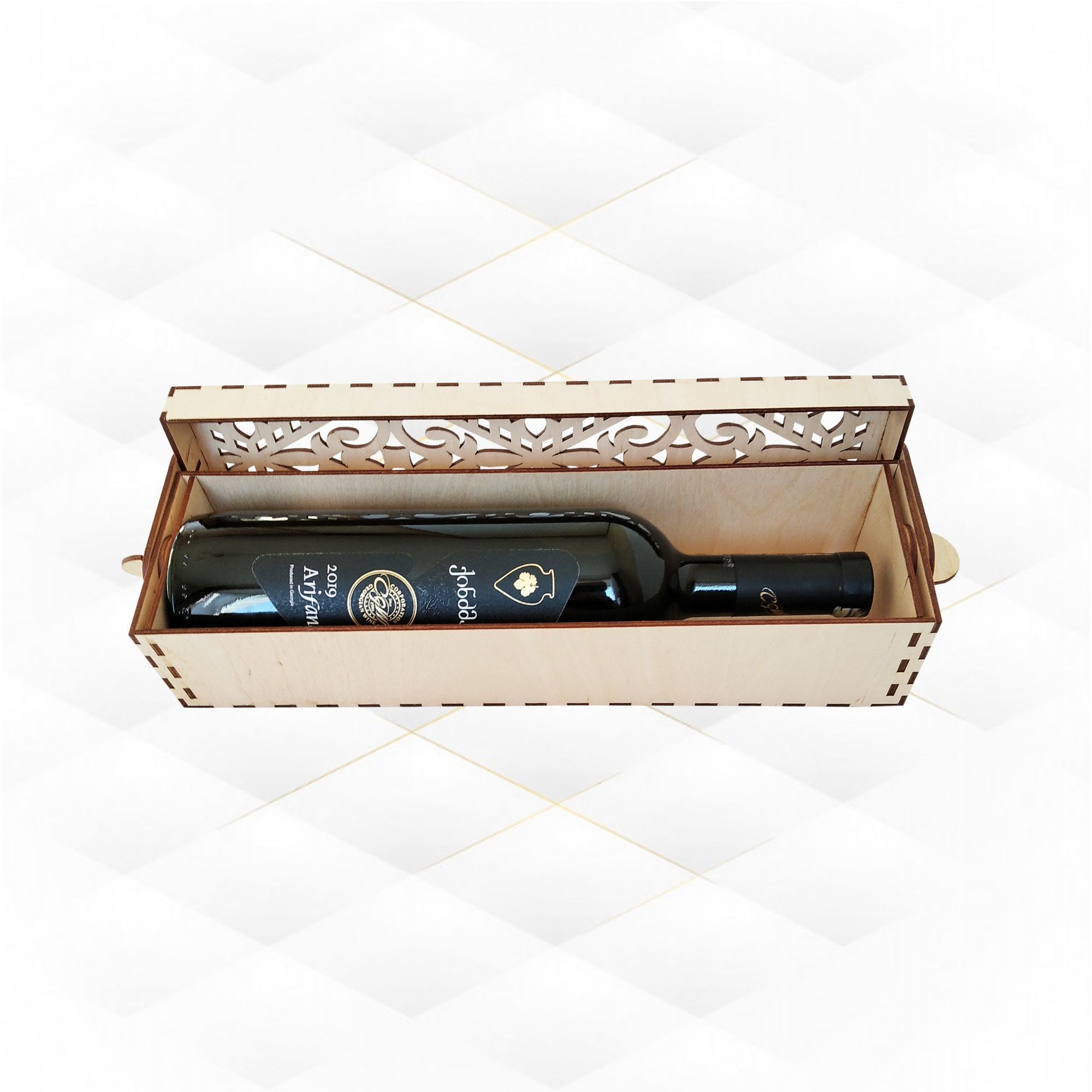 Wine holder box turn svg dxf laser cut design 3D print model_4