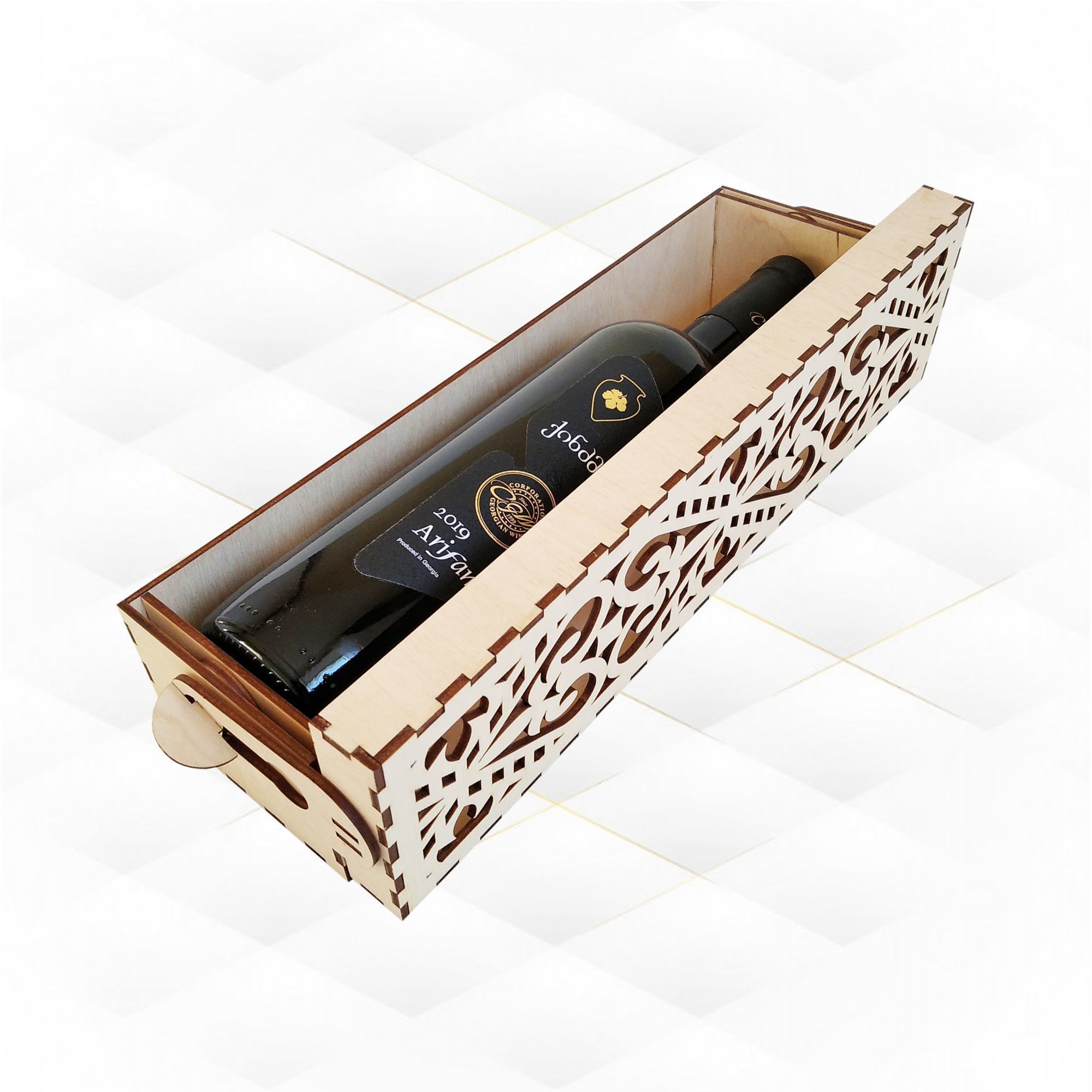 Wine holder box turn svg dxf laser cut design 3D print model_3