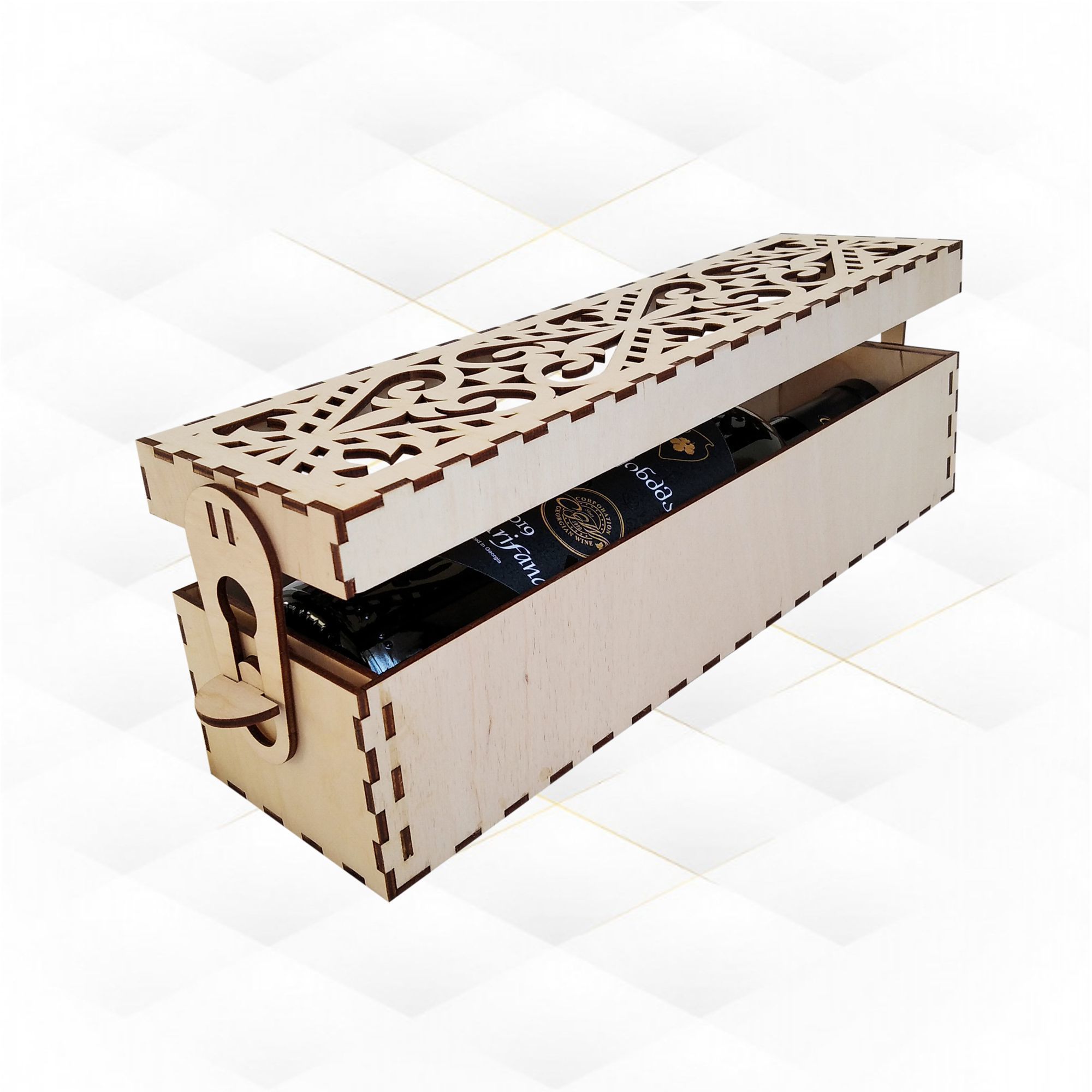 Wine holder box turn svg dxf laser cut design 3D print model_1