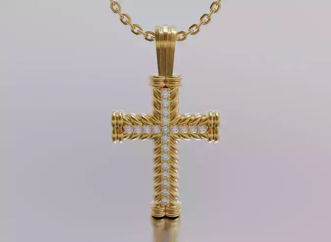 cross gold logo with diamond in middle