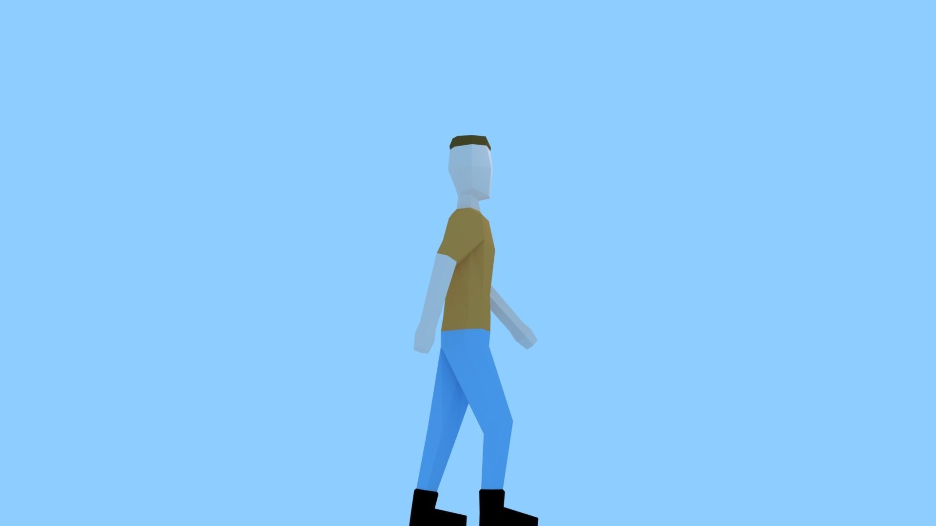 Low Poly Guy-Rigged man on beach Free low-poly 3D model_1