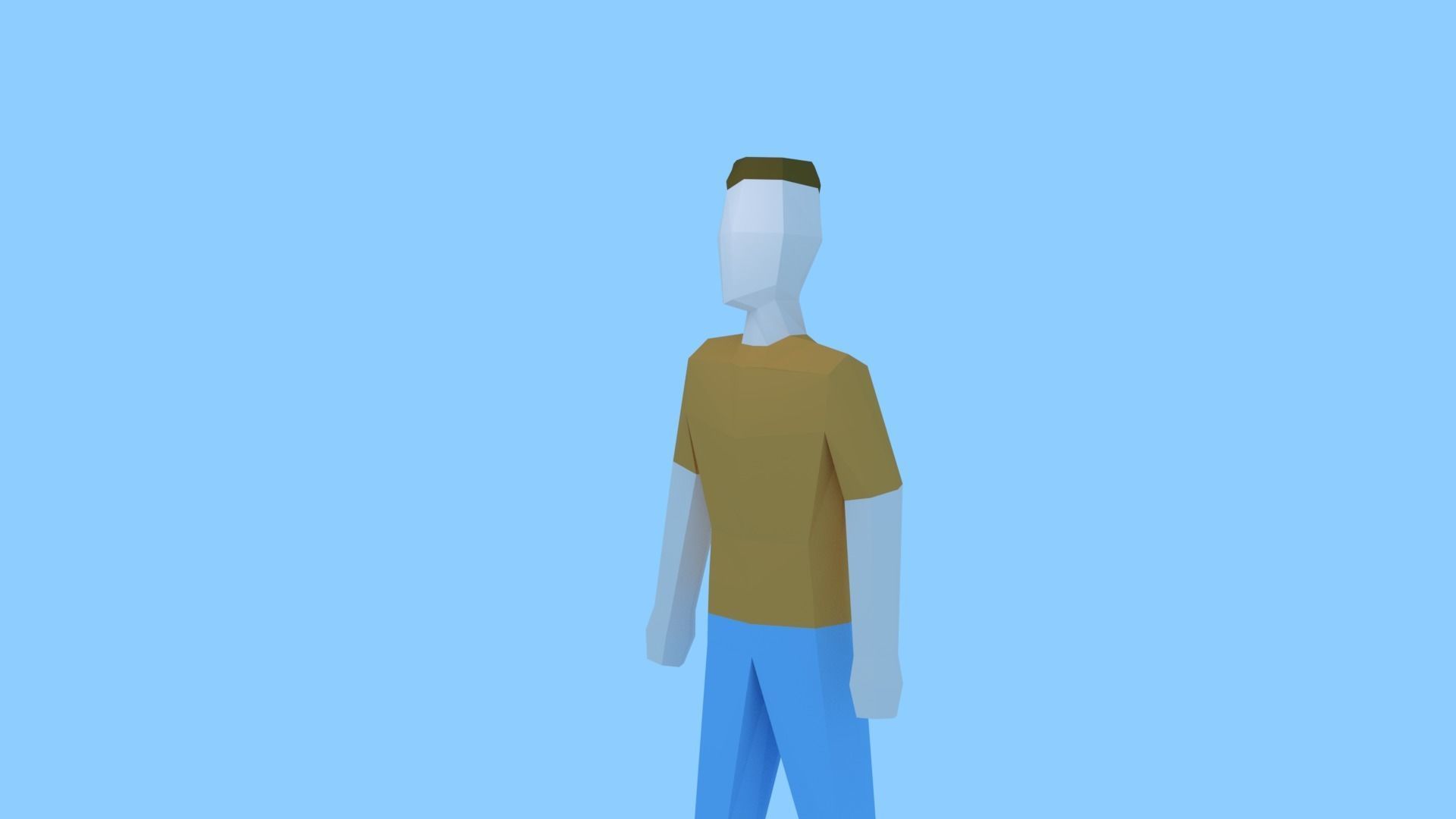 Low Poly Guy-Rigged man on beach Free low-poly 3D model_10