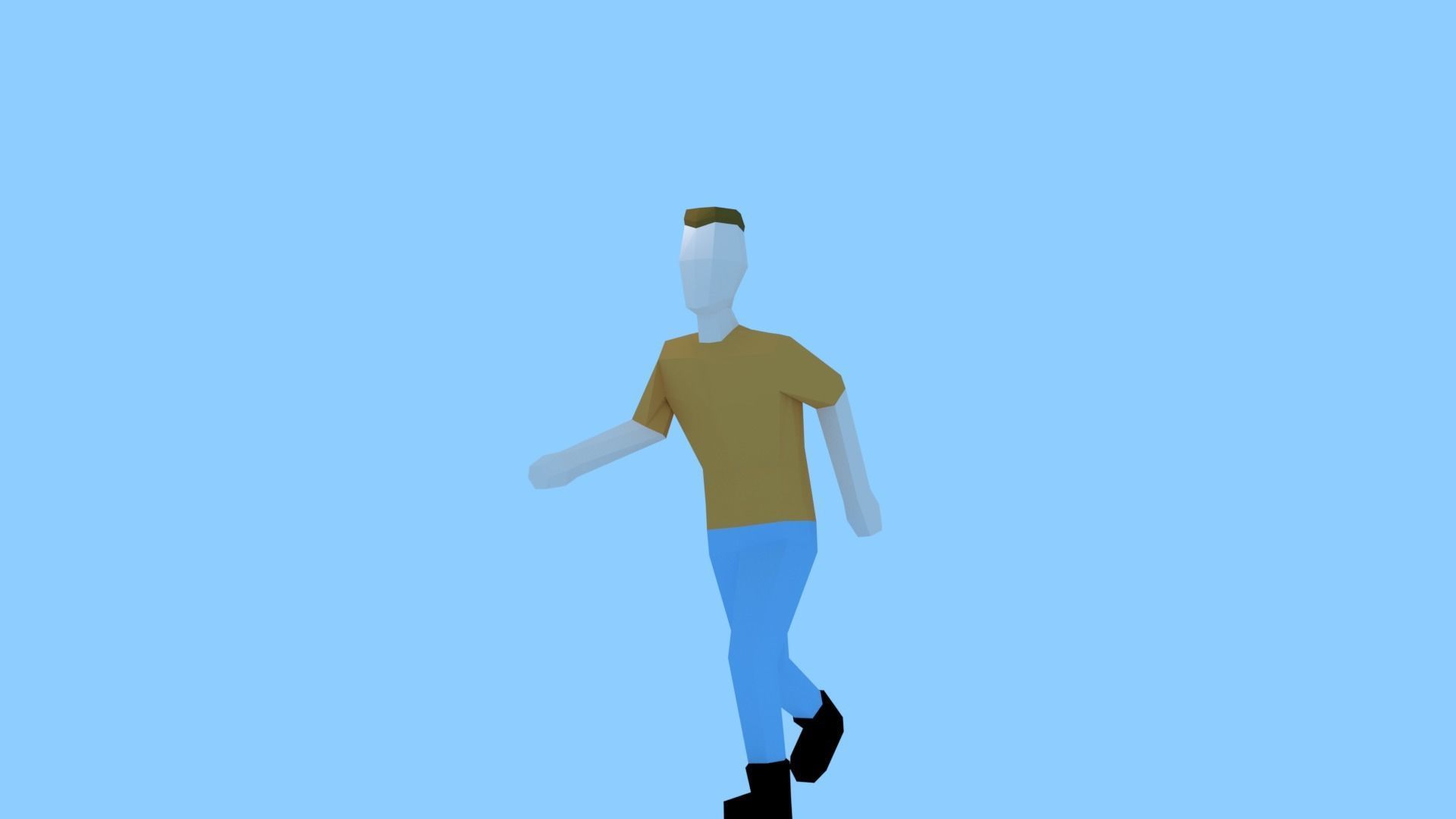 Low Poly Guy-Rigged man on beach Free low-poly 3D model_8