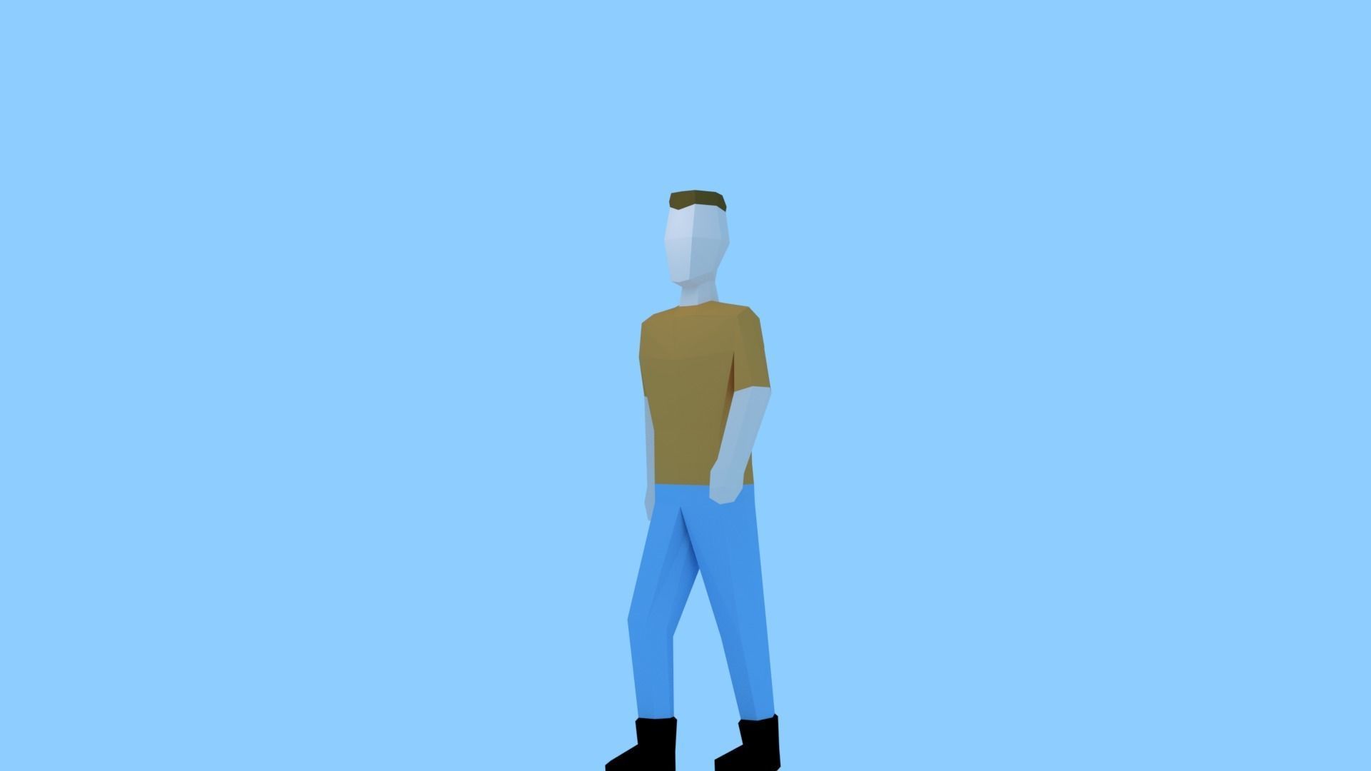 Low Poly Guy-Rigged man on beach Free low-poly 3D model_7