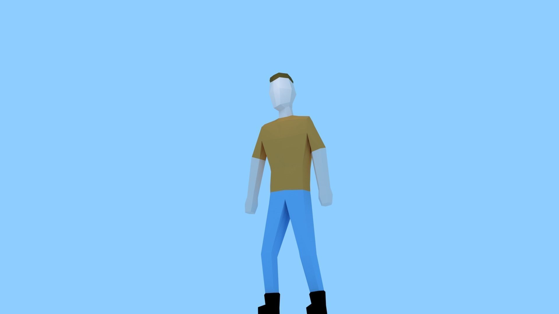 Low Poly Guy-Rigged man on beach Free low-poly 3D model_2