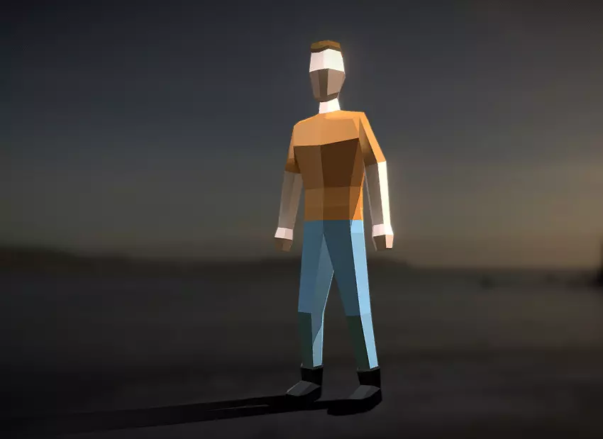 Low Poly Guy-Rigged man on beach Free low-poly 3D model_0