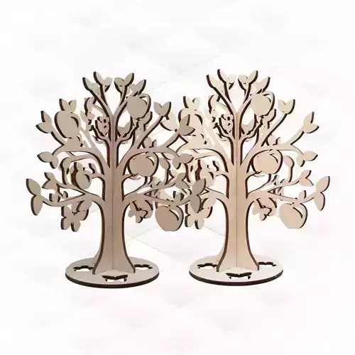 3D puzzle apple tree ready laser cutting design 3D print model