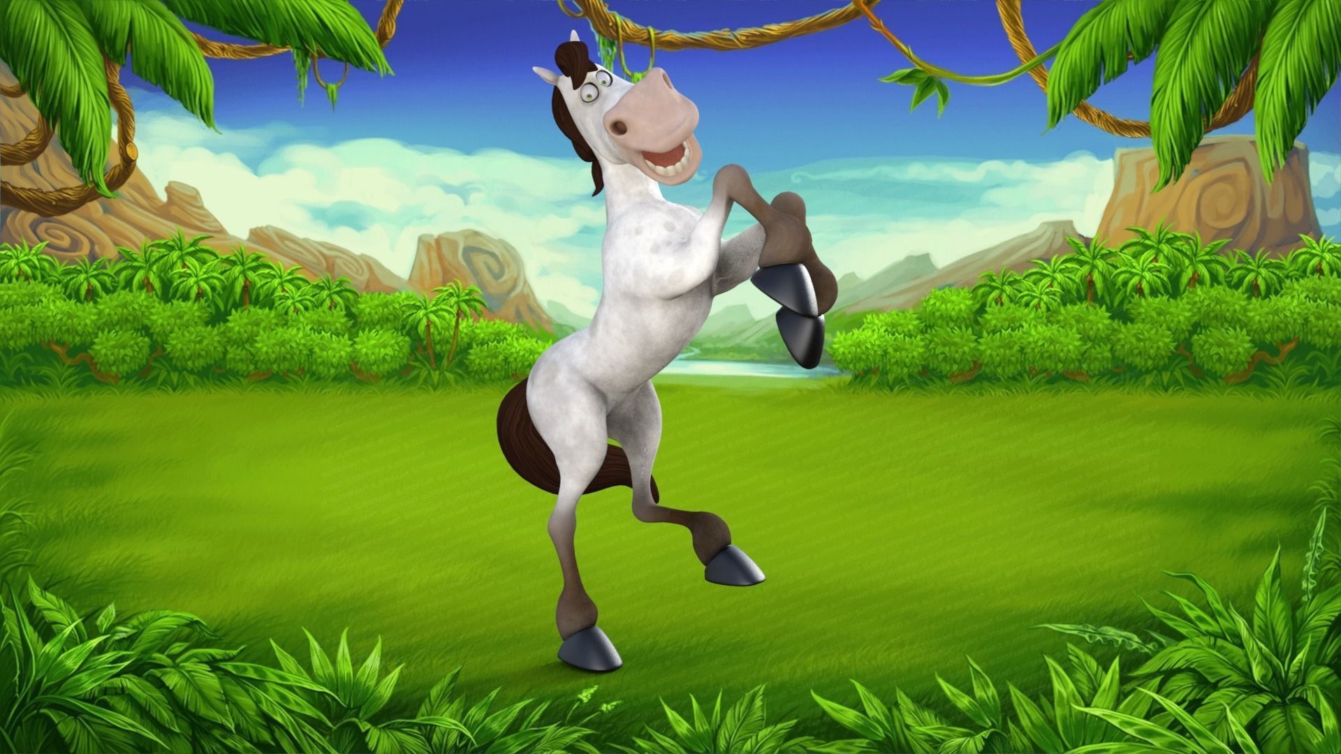 Cartoon Horse Rigged 3D model_28
