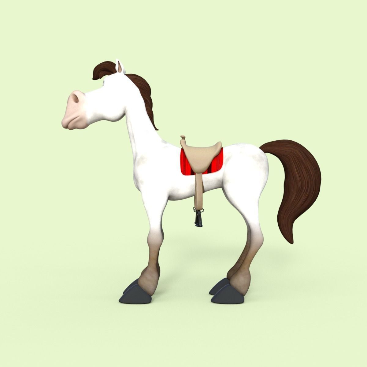 Cartoon Horse Rigged 3D model_3