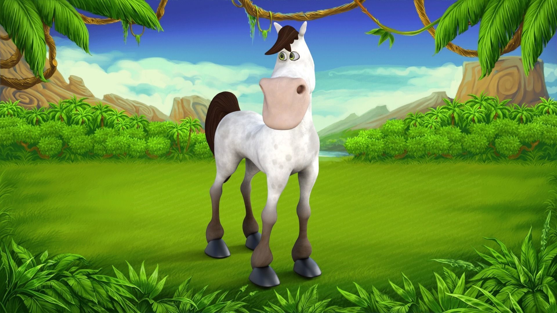 Cartoon Horse Rigged 3D model_24