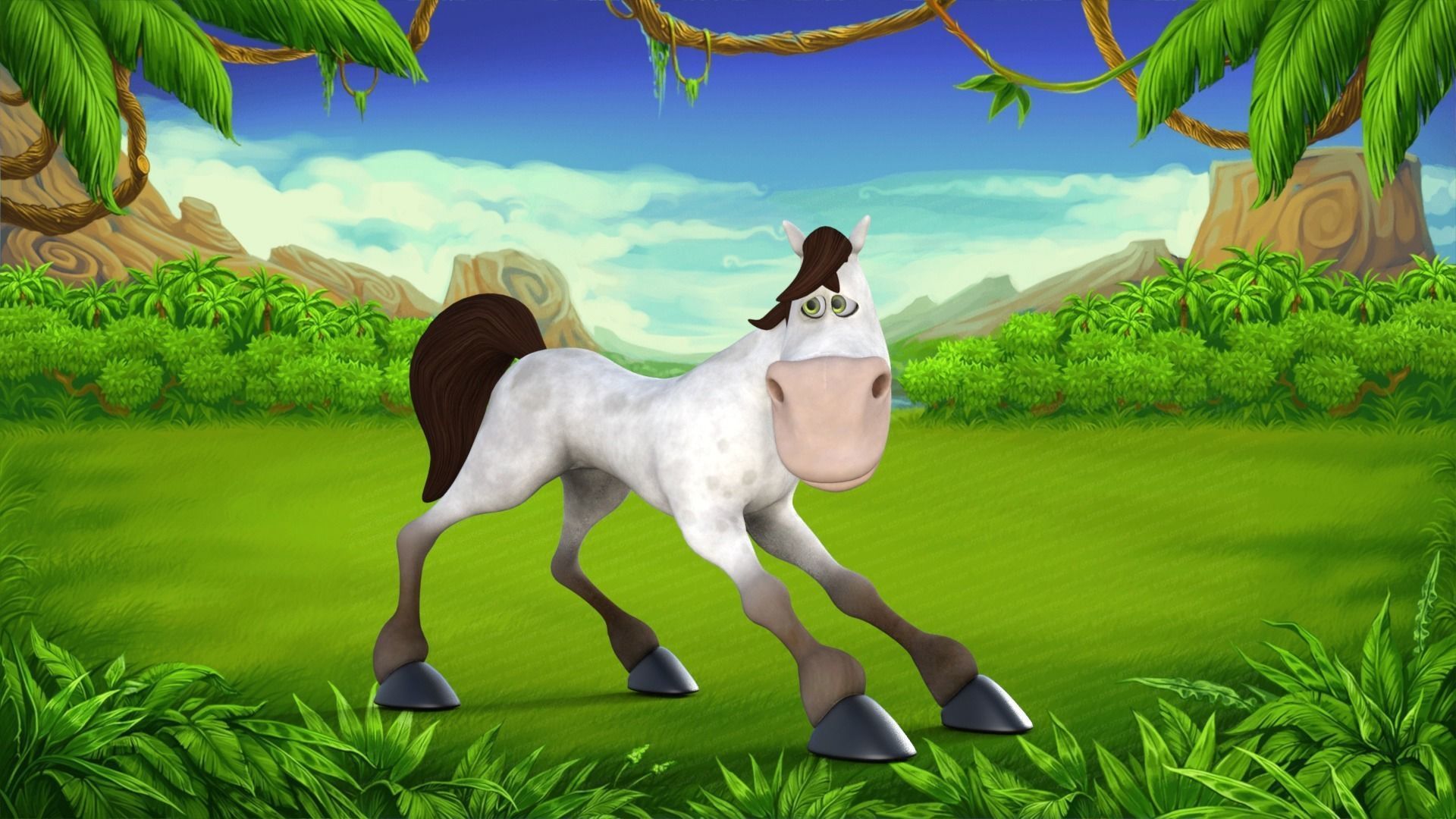 Cartoon Horse Rigged 3D model_27