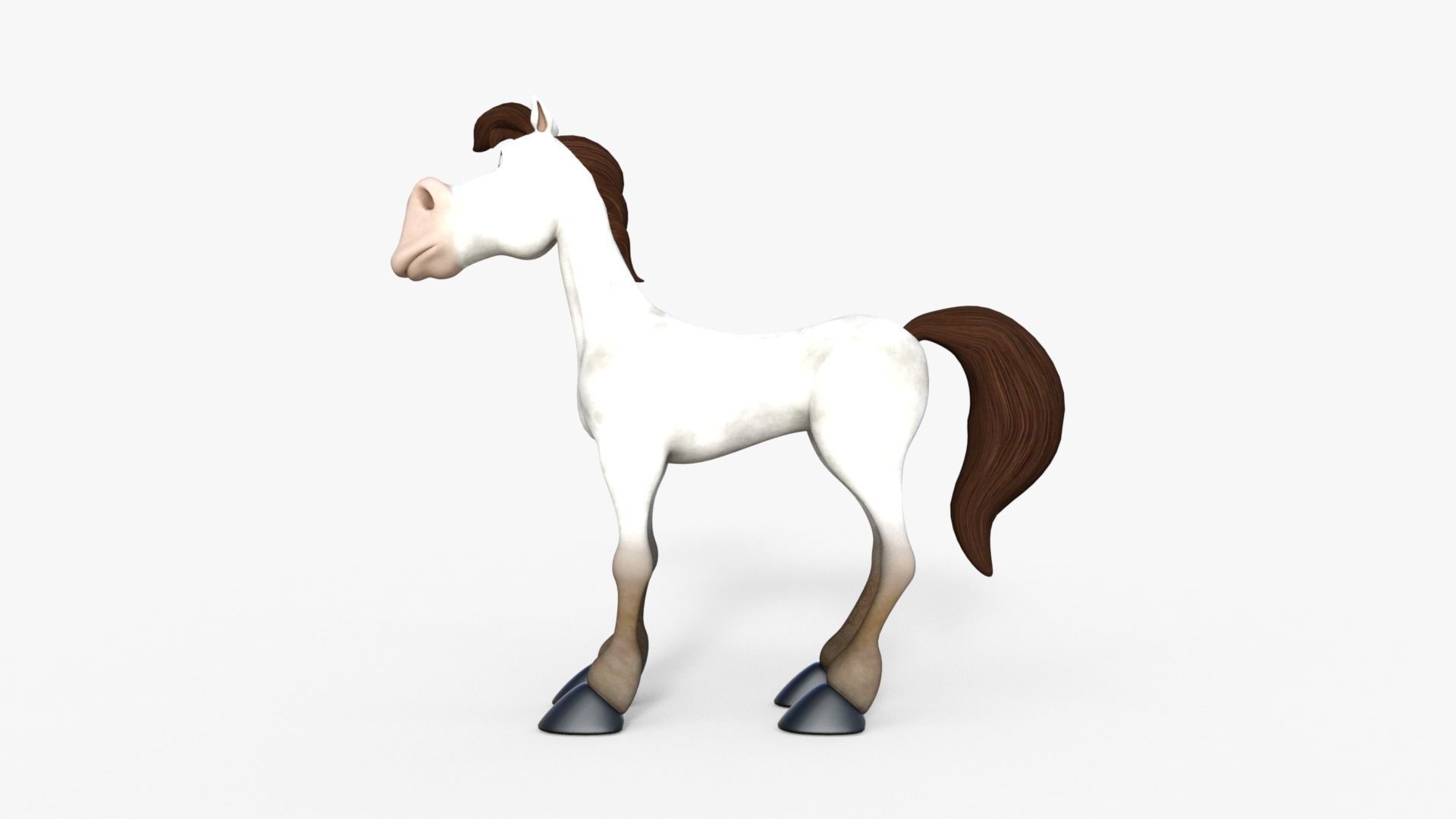 Cartoon Horse Rigged 3D model_11