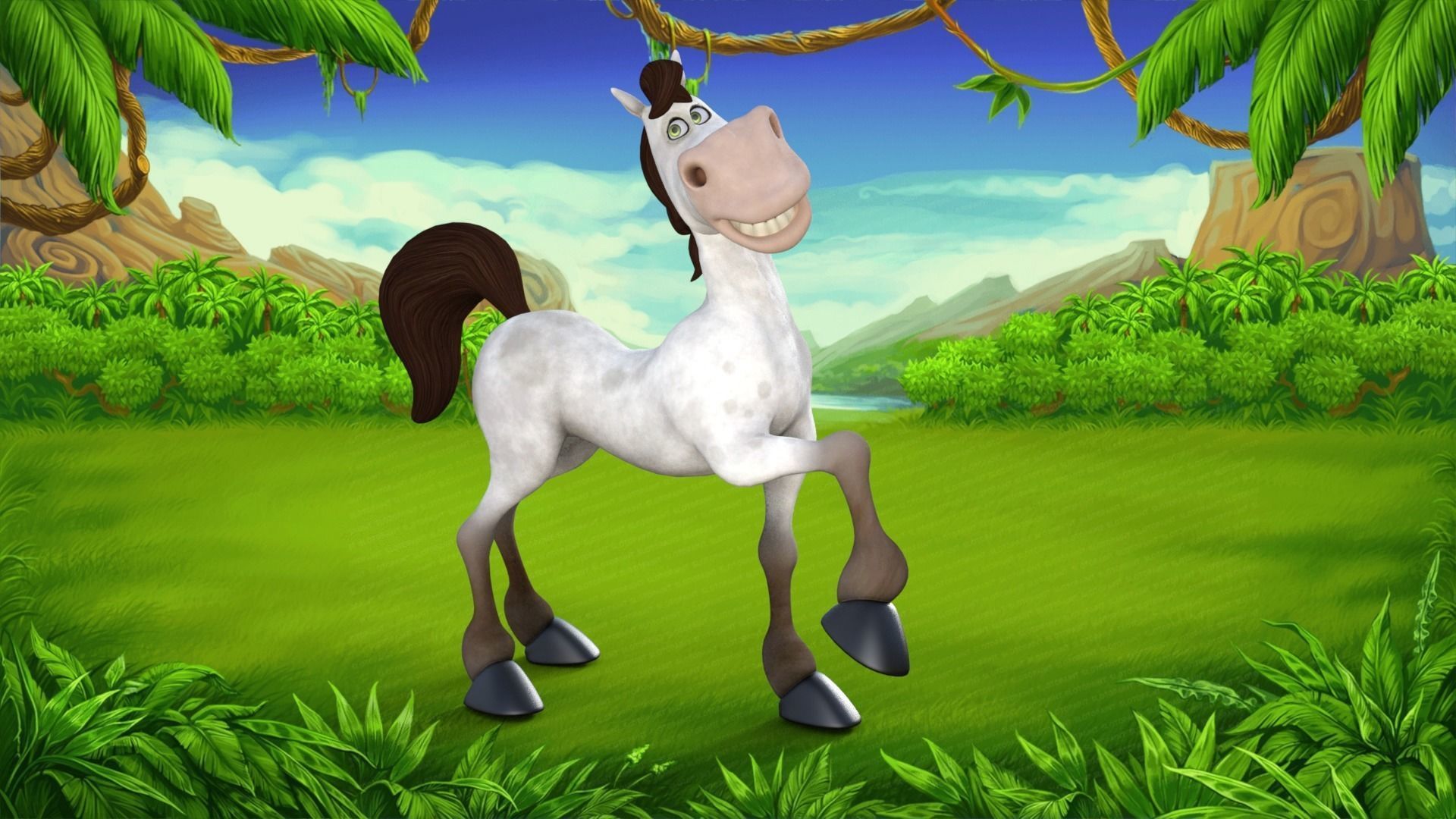 Cartoon Horse Rigged 3D model_25