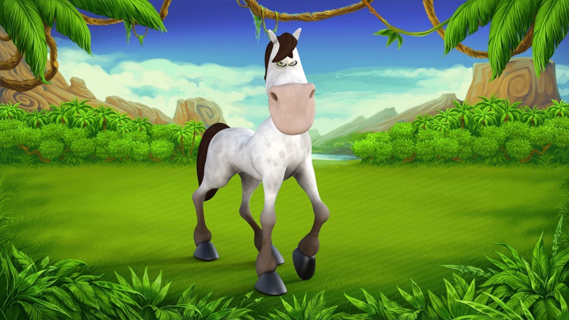 Cartoon Horse Rigged 3D model_26