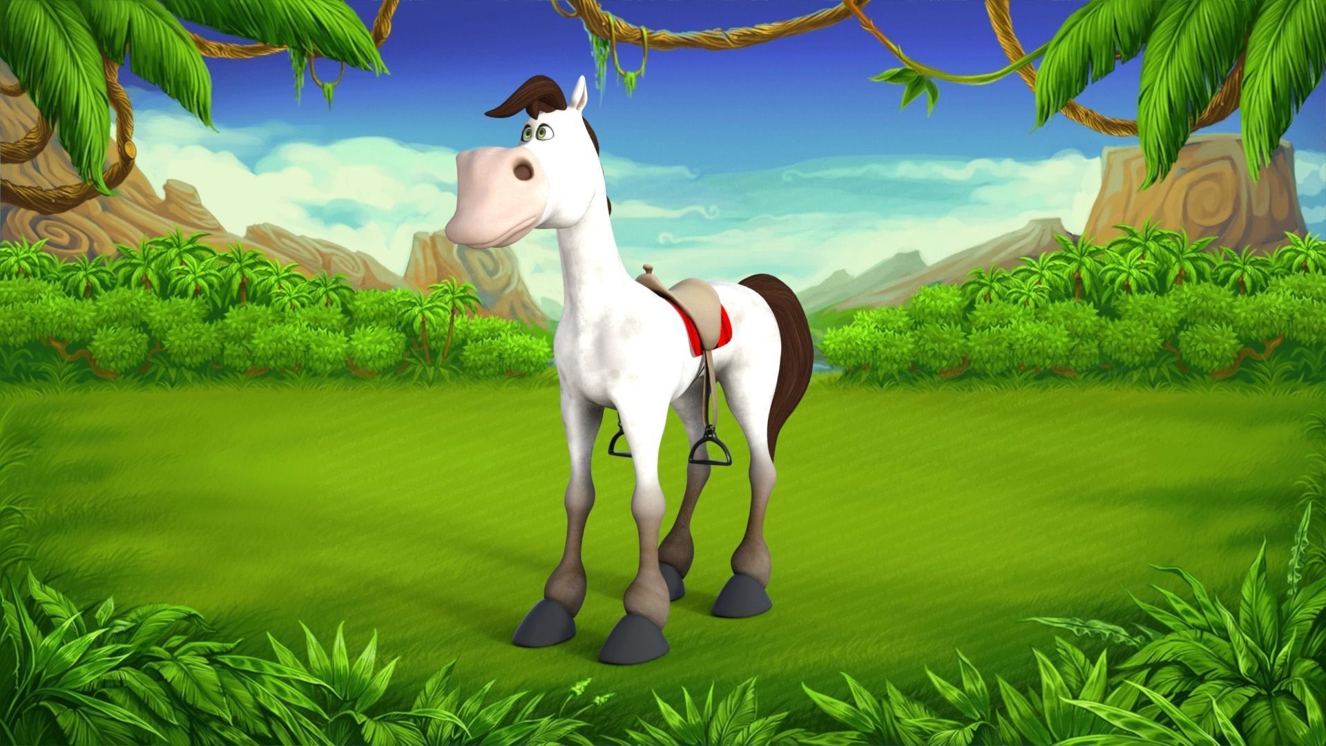 Cartoon Horse Rigged 3D model_21