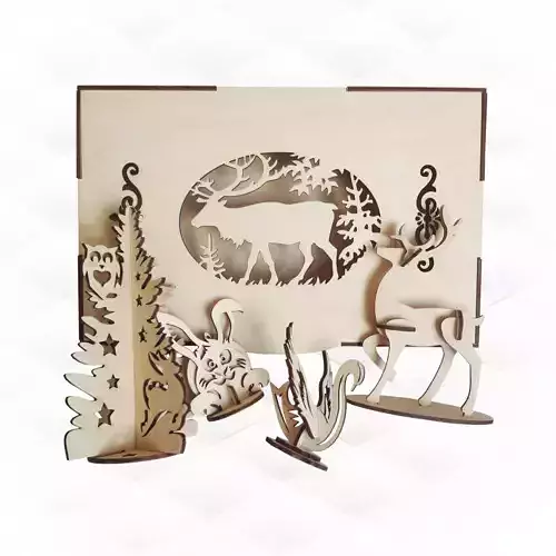 Kit 3D puzzles in box ready use laser cutting design