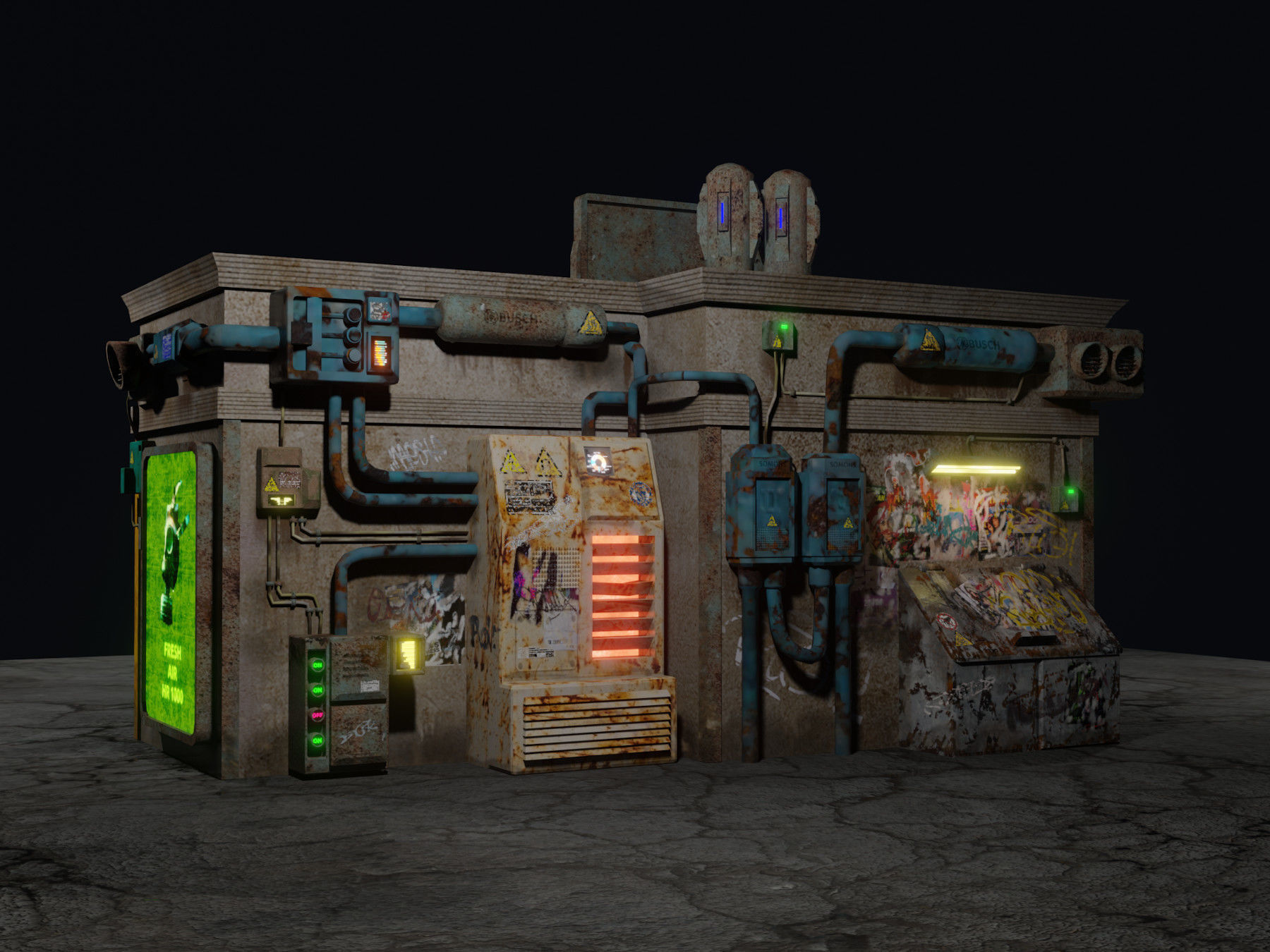 Low Poly Cyberpunk Pawn Shop for Games or Rendering Low-poly 3D model_3