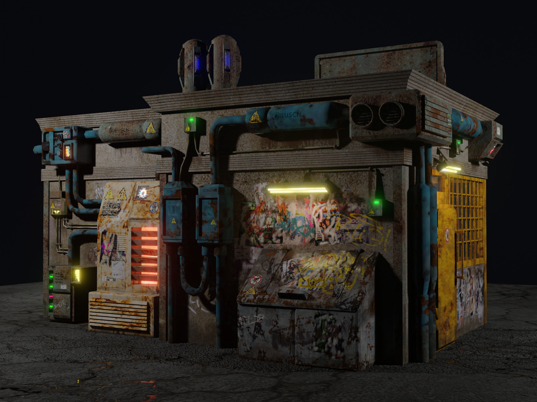 Low Poly Cyberpunk Pawn Shop for Games or Rendering Low-poly 3D model_2